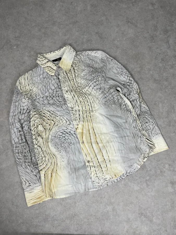 Just Cavalli SS2002 Cavalli Beige Crocodile Effect Abstract Shirt Size US S / EU 44-46 / 1 - 4 Thumbnail