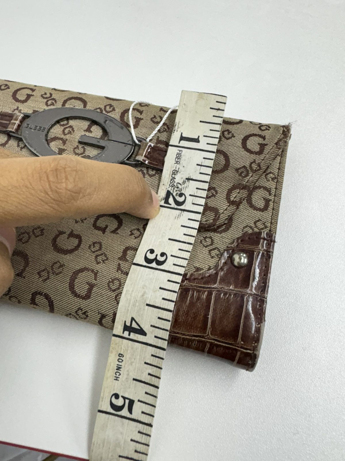 Guess Y2k GUESS Brown Croc Gloss Monogram Buckle Trifold Wallet Size ONE SIZE - 10 Thumbnail