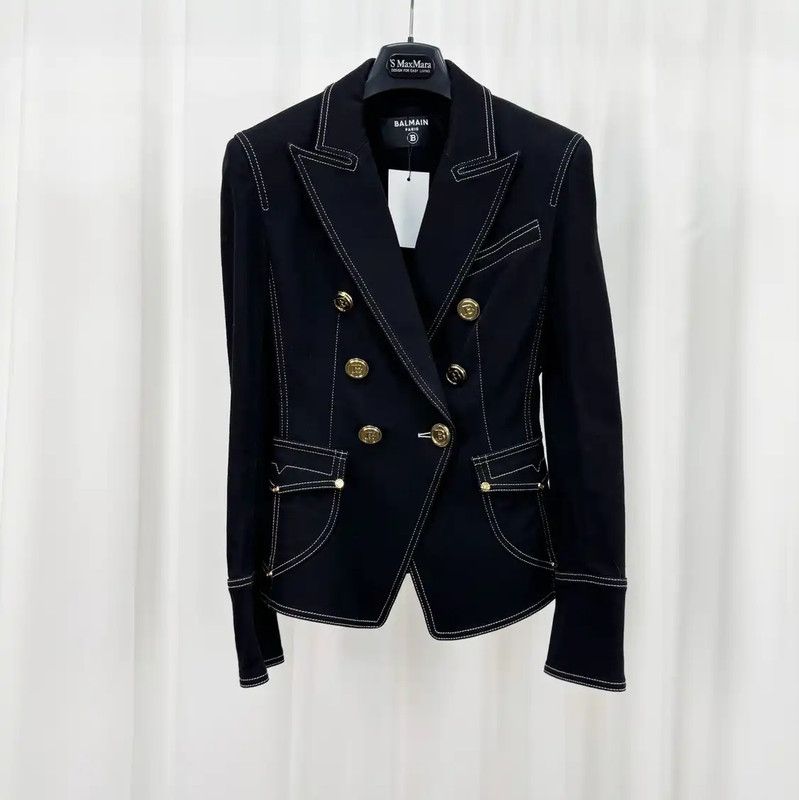Balmain Balmain Black Denim Logo Jacket for Women 0089 Size XS / US 0-2 / IT 36-38 - 1 Thumbnail