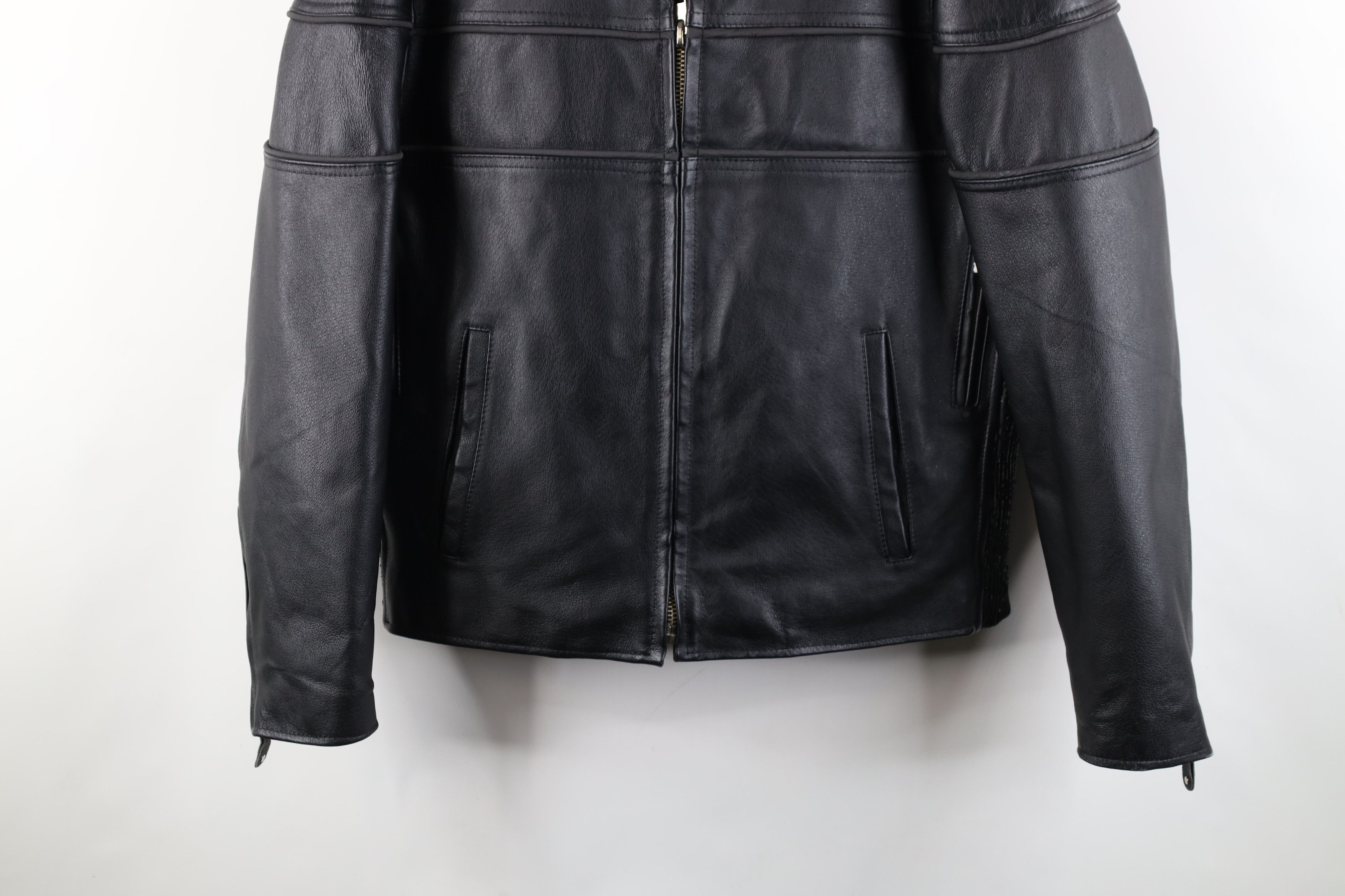 Vintage Vintage 90s Streetwear Lined Leather Motorcycle Jacket Size US L / EU 52-54 / 3 - 3 Thumbnail