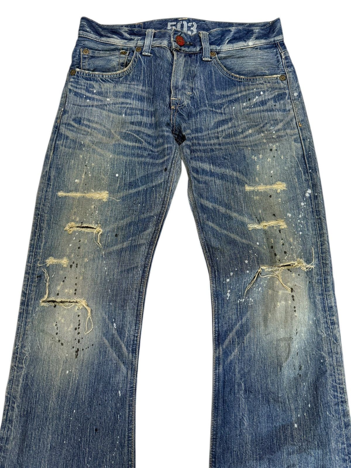 If Six Was Nine Flared Jeans Edwin 503 Blue Trip Clawmark Distressed Sick Size US 31 - 2 Thumbnail