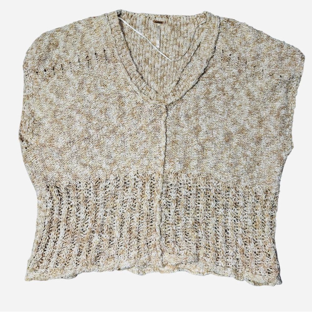 Free People Free People V-Neck Cotton Beige Melange Top Vest Size L Size L / US 10 / IT 46 - 5 Thumbnail