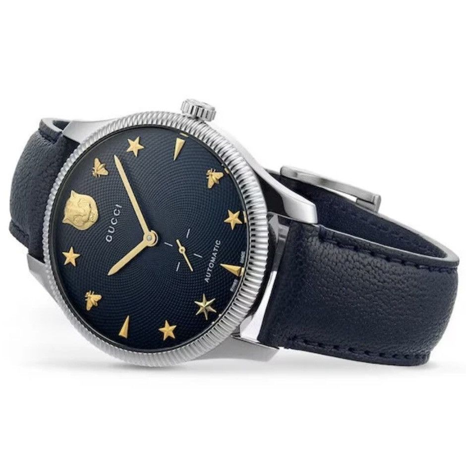 Gucci $3950 Gucci G-Timeless 40mm Charm Dial Automatic Watch, Navy Size ONE SIZE - 4 Thumbnail