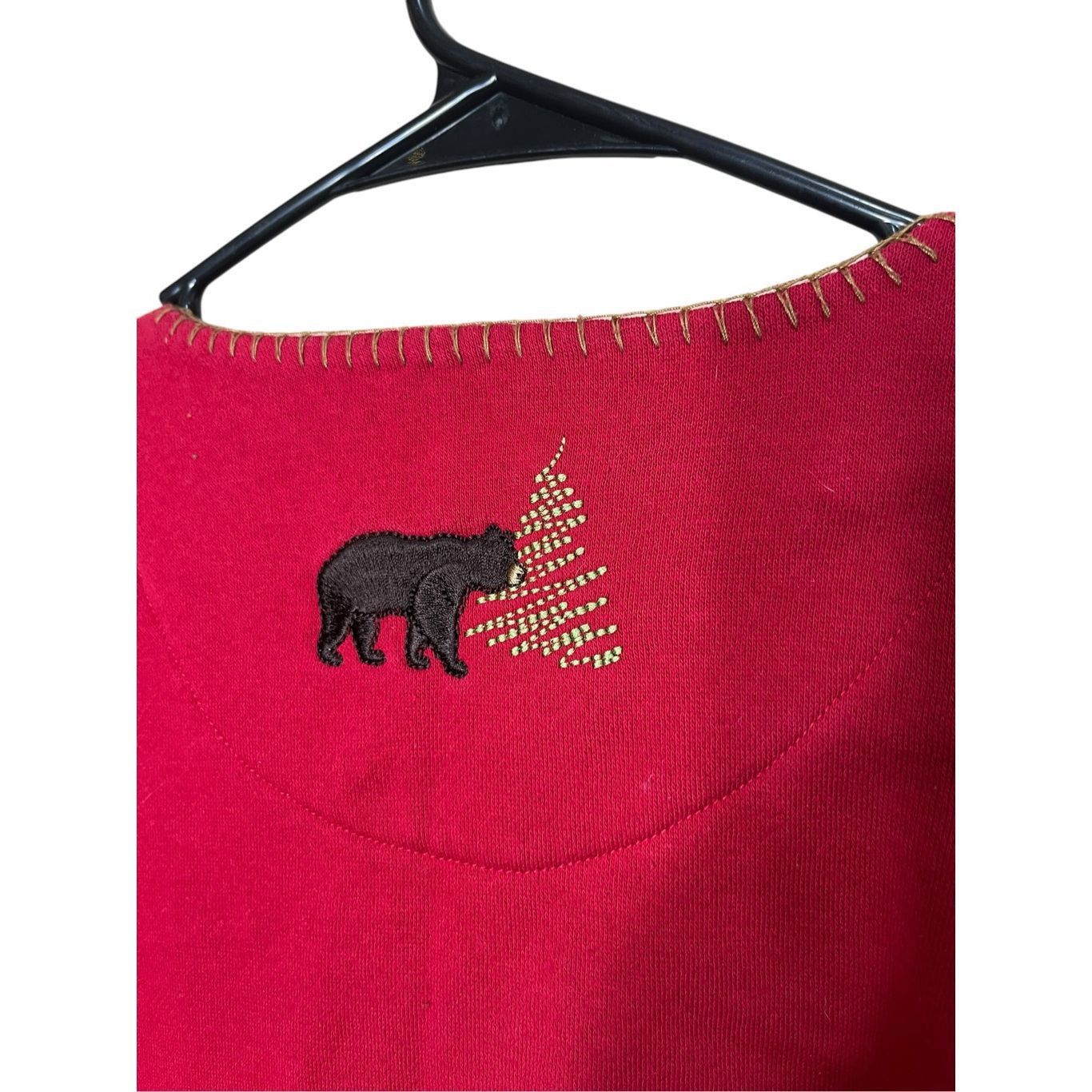 Other Breckenridge Sweater Cardigan Red Brown Bear Embroidered Gol Size M / US 6-8 / IT 42-44 - 7 Thumbnail