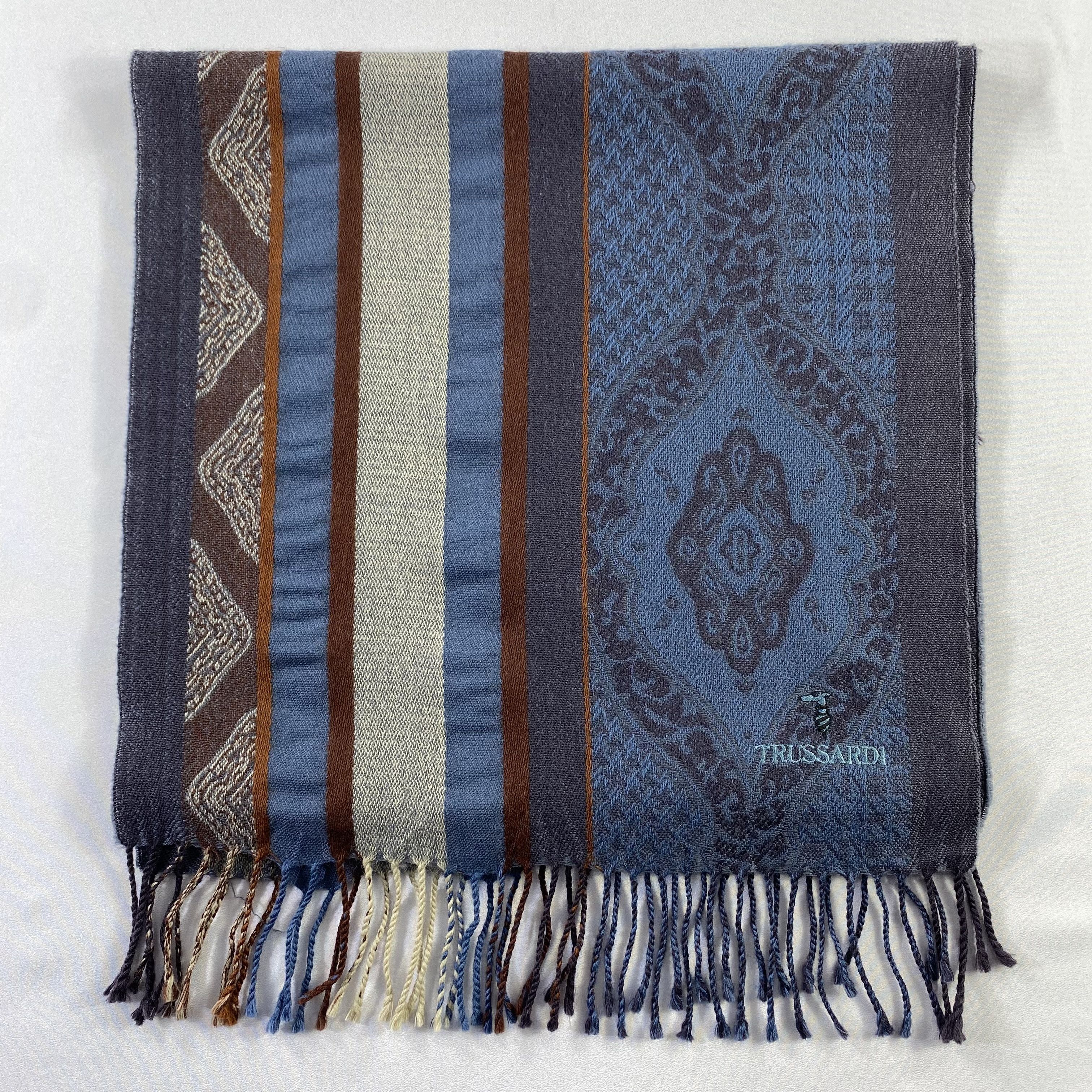 Trussardi Trussardi Scarf Paisley Neck Wrap Wool Muffler Size ONE SIZE - 2 Thumbnail