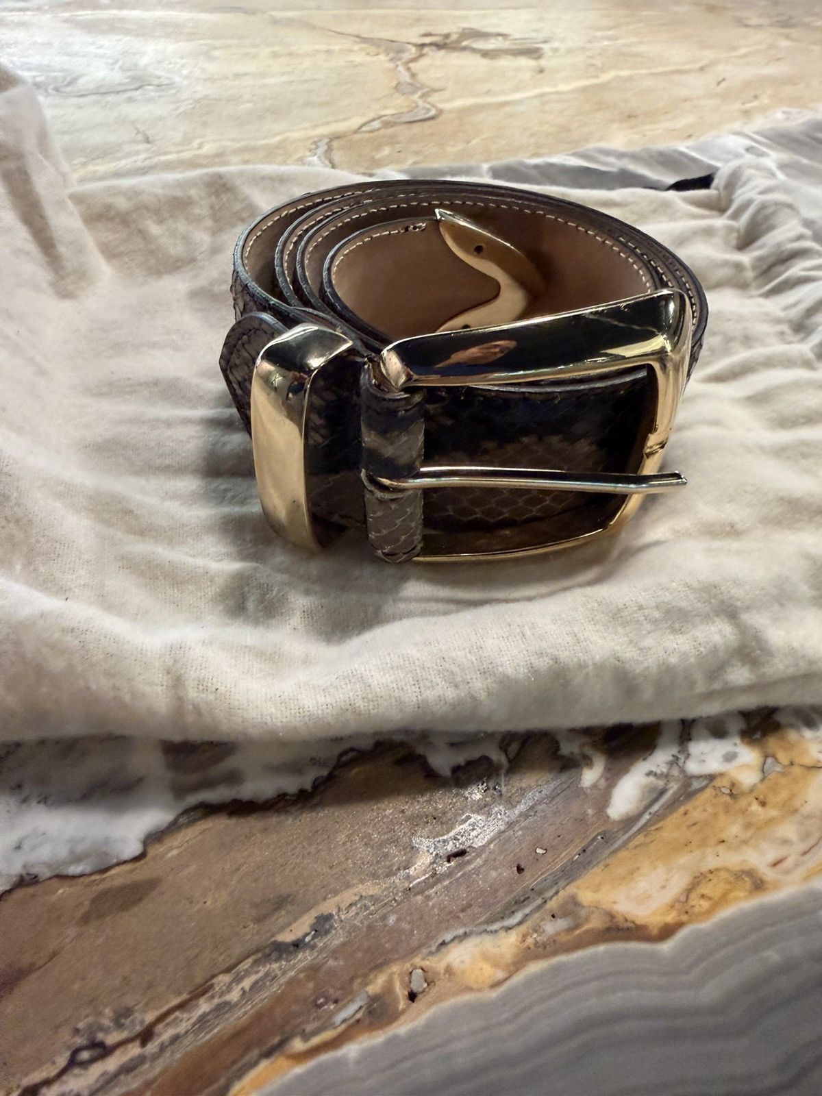 KHAITE Khaite Bruno Snakeskin Print Belt M/L Size ONE SIZE - 2 Thumbnail