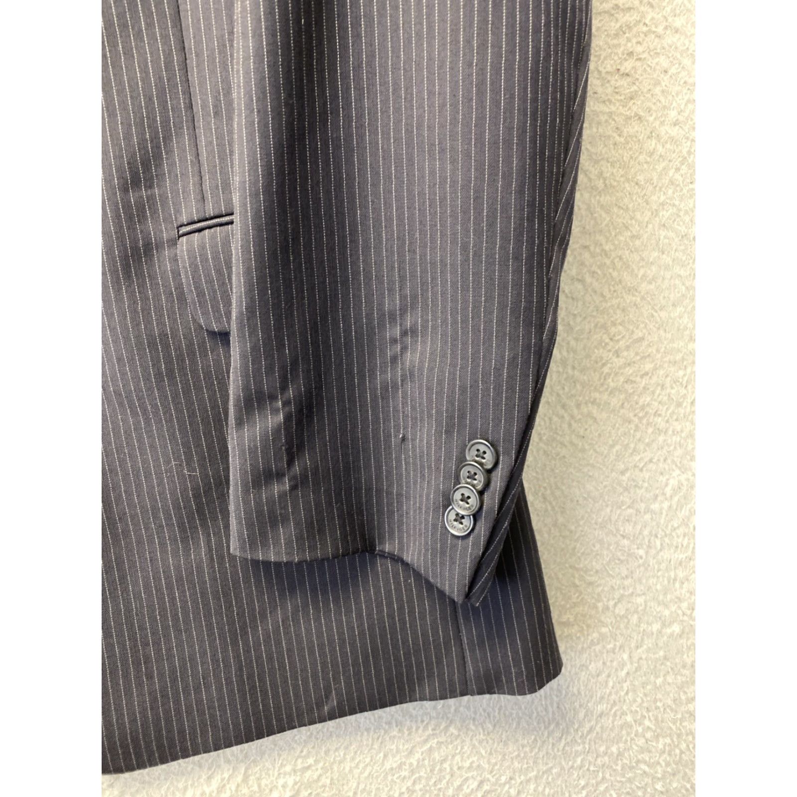 Tommy Hilfiger Tommy Hilfiger Mens Blazer Jacket Navy Striped 42R Two-Button Notch Lapel Single Breasted Regular Front Coat/129-13 Size 42R - 4 Thumbnail
