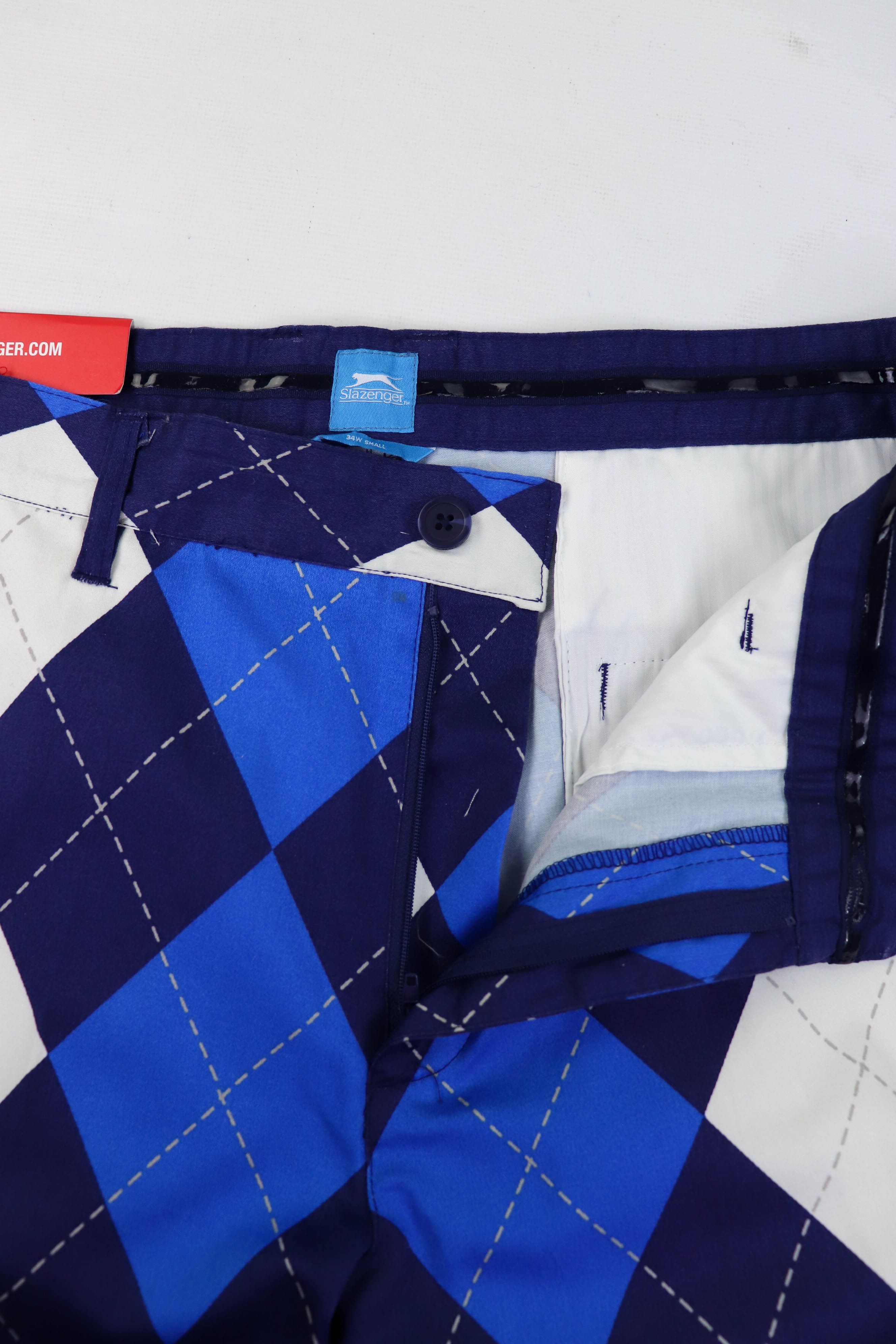 Other NWT Slazenger Funky Golf Navy Royal Checkered Trousers Pants Size US 34 / EU 50 - 8 Thumbnail