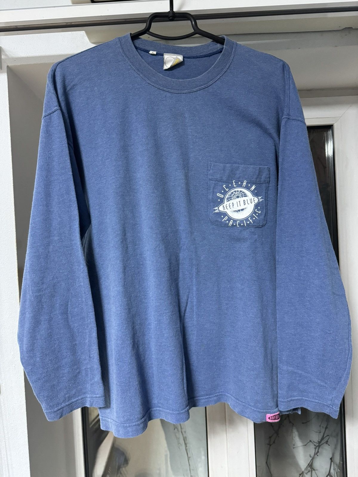 Ocean Pacific Vintage Ocean Pacific Big Logo Long-sleeve Keep In Blue Surf Size US L / EU 52-54 / 3 - 2 Thumbnail