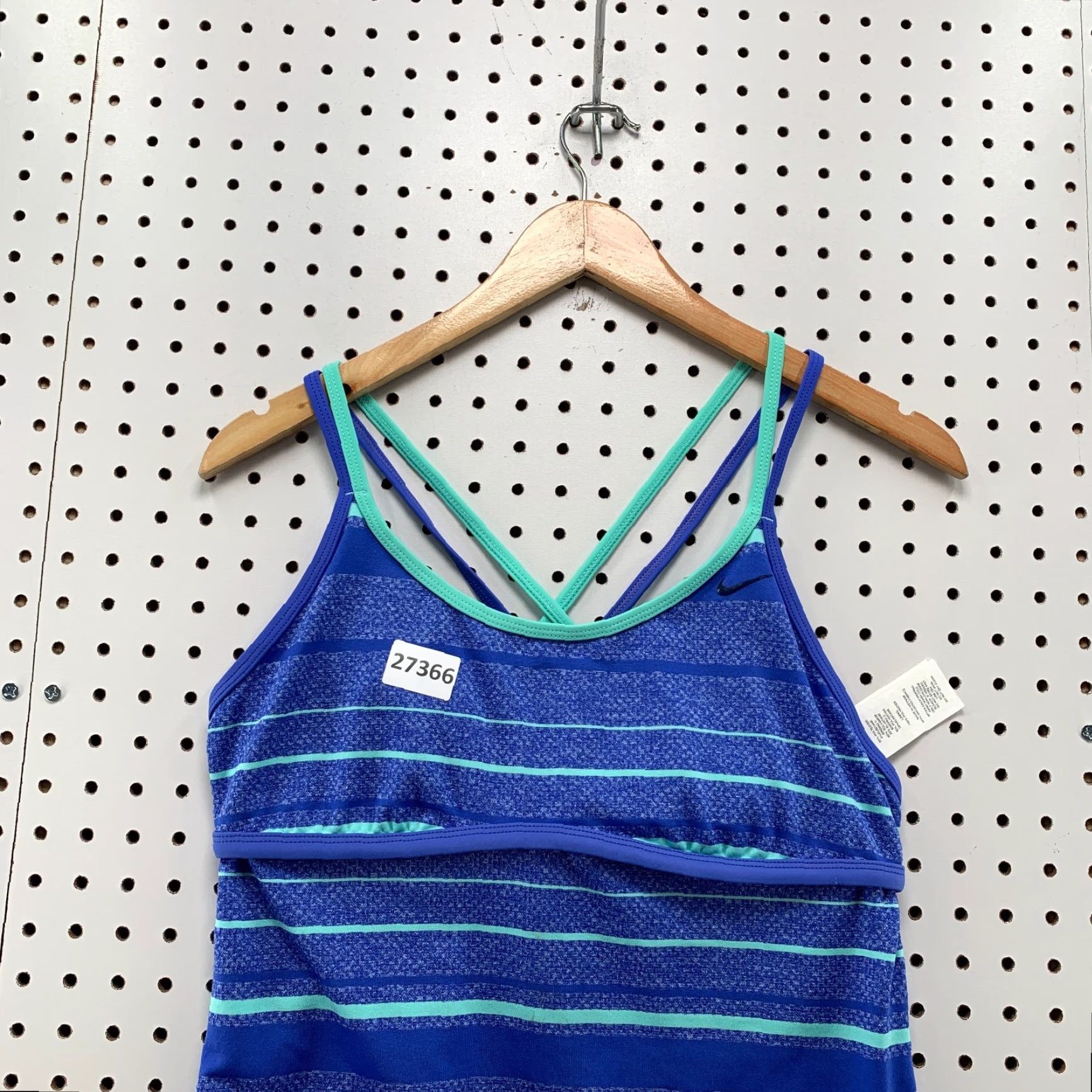 Nike Nike Athletic Tank Top Blue Green Striped Womens Large 14.5x19.5 Size L / US 10 / IT 46 - 2 Thumbnail