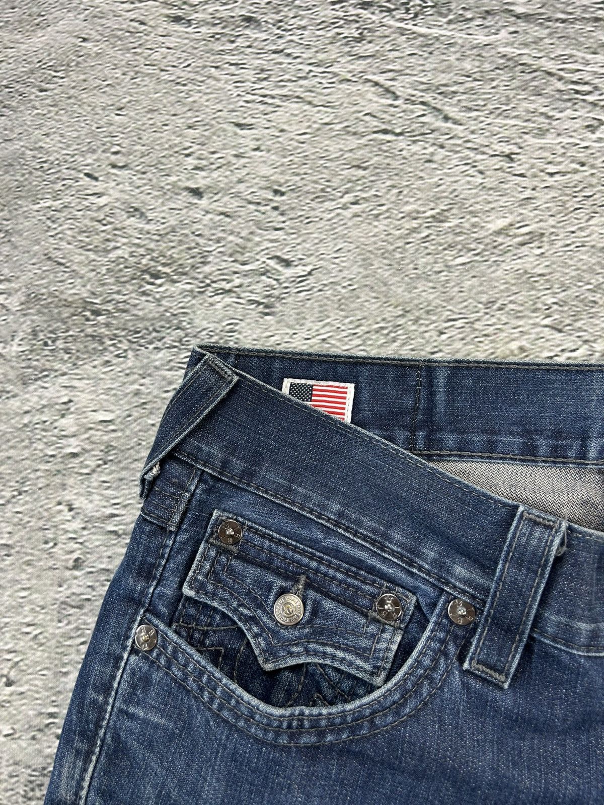 True Religion × Vintage True Religion jorts denim shorts navy black stitching Ricky Size US 34 / EU 50 - 8 Thumbnail