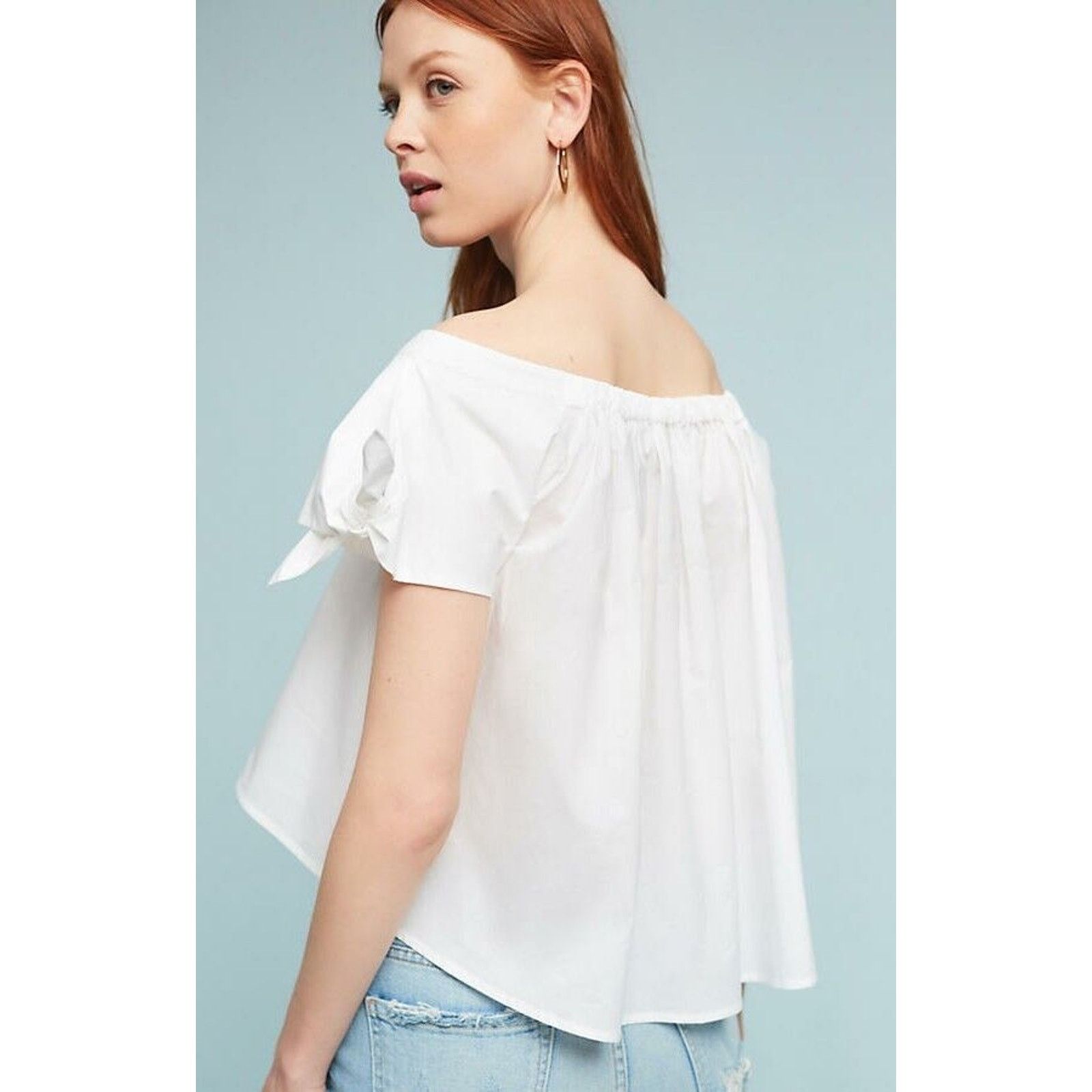 Corey Lynn Calter New Tie Sleeve Poplin Top by Corey Lynn Calter WHITE Sz M Size M / US 6-8 / IT 42-44 - 2 Thumbnail