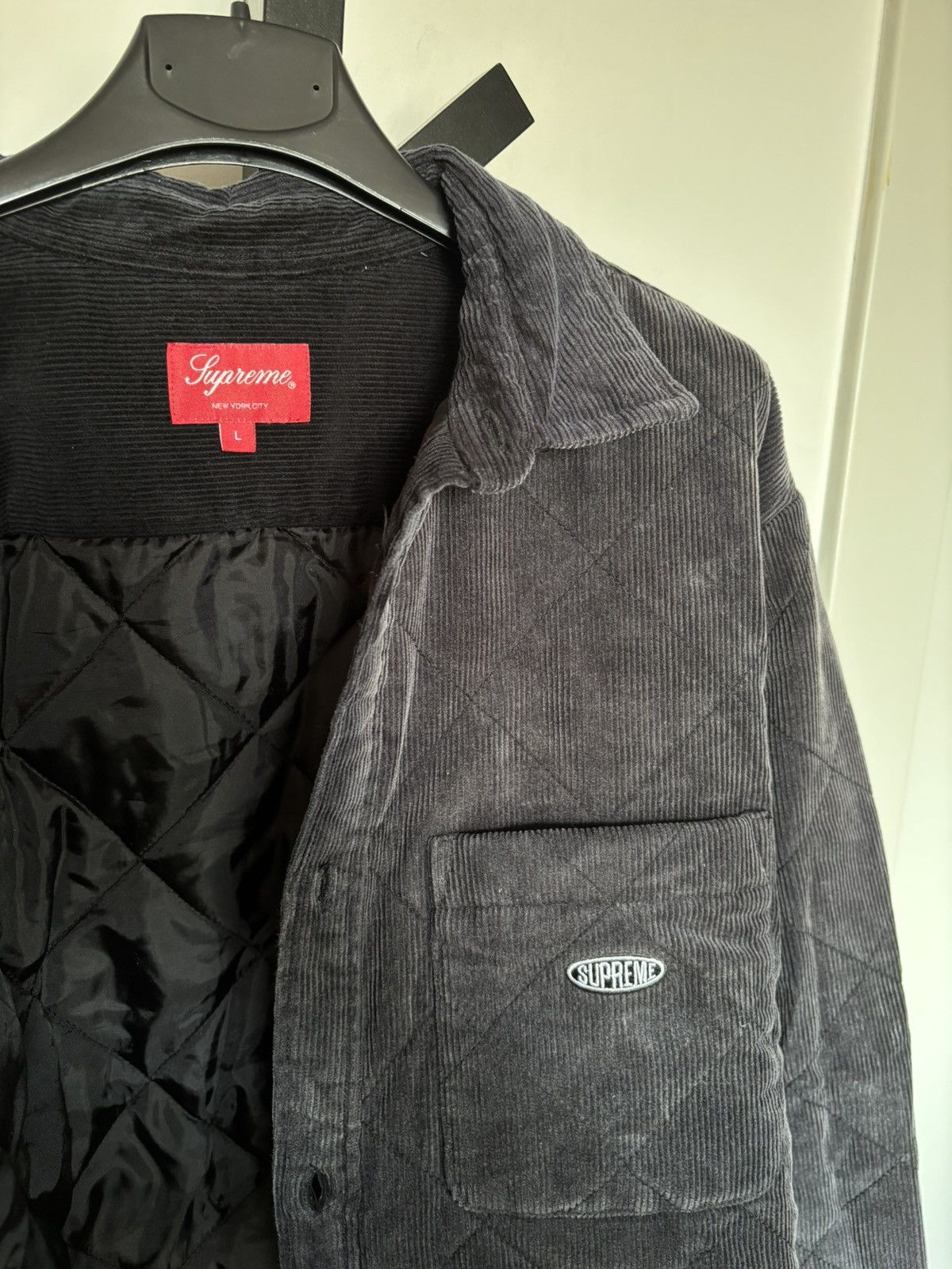 Supreme Supreme Quilted Corduroy Shirt FW22 Grey Size L Size US L / EU 52-54 / 3 - 4 Thumbnail