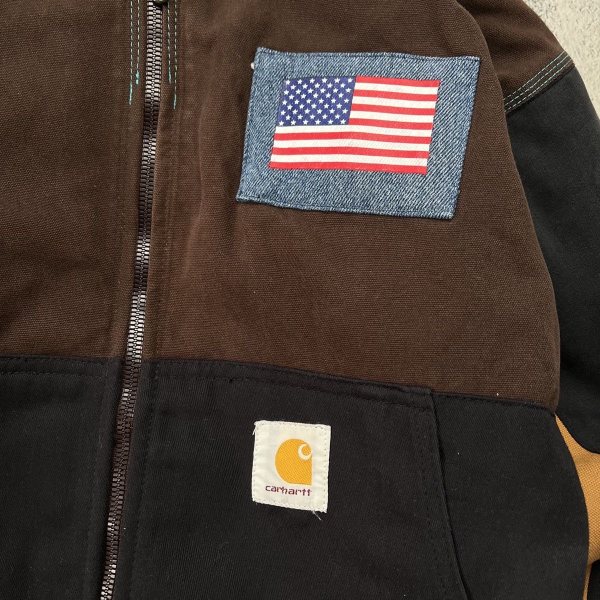 Carhartt Vintage Carhartt USA Flag distressed Reworked jacket Size US S / EU 44-46 / 1 - 5 Thumbnail
