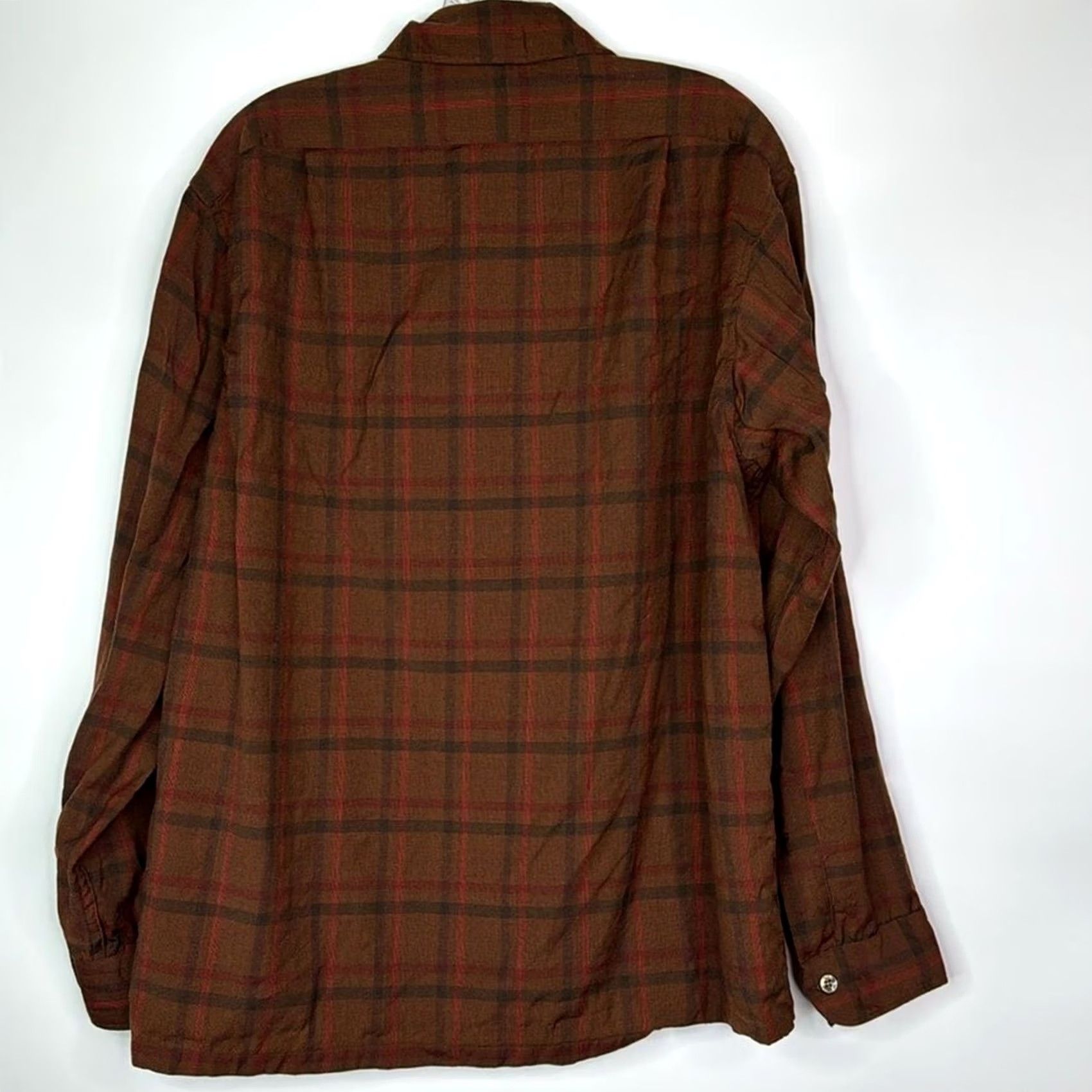 Pendleton VINTAGE Pendleton Shirt Large Brown Red Hook Collar Button Up Virgin Wool Mens Size US L / EU 52-54 / 3 - 5 Thumbnail