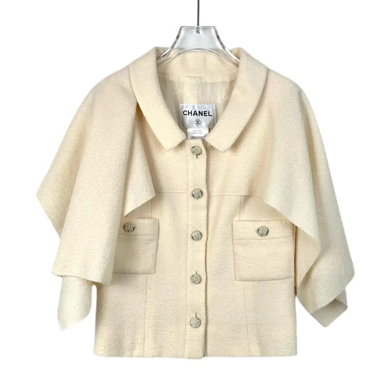 Chanel Chanel Beige Wool Women's Cardigan 0089 Size XS / US 0-2 / IT 36-38 - 1 Thumbnail