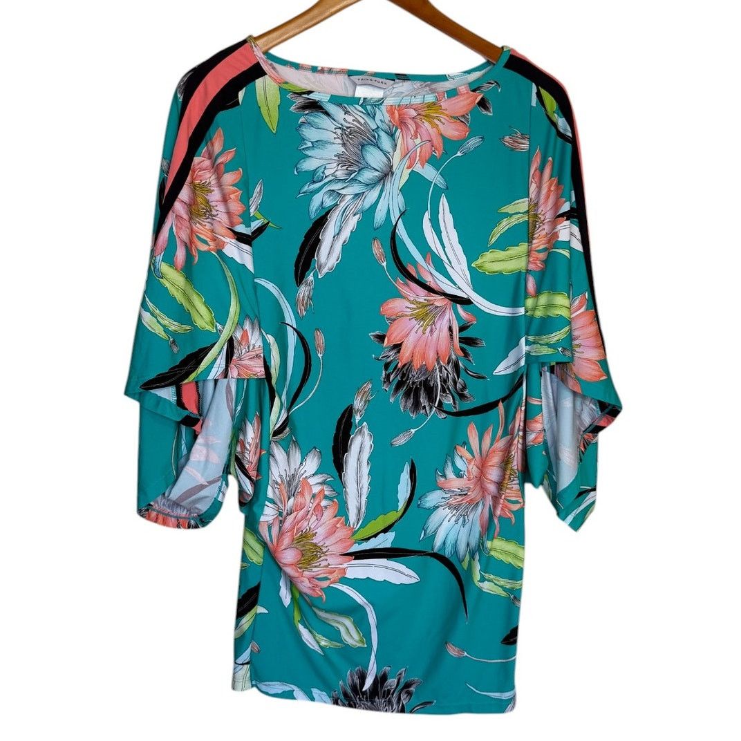 Trina Turk Trina Turk Swim Cover Up Women Small Teal Blue Shangri Size ONE SIZE - 1 Thumbnail