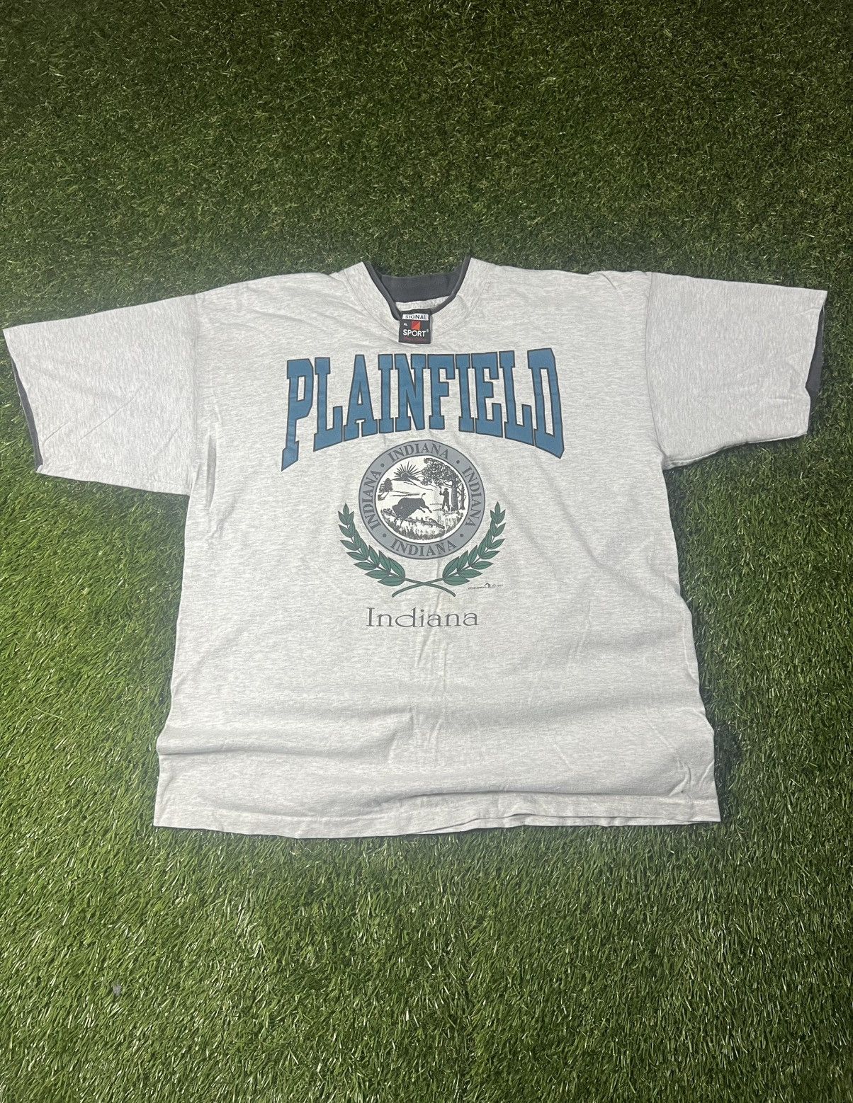 Vintage Vintage 90s Plainfield Indiana Signal Sports Script Fall Tee Size US XL / EU 56 / 4 - 1 Thumbnail