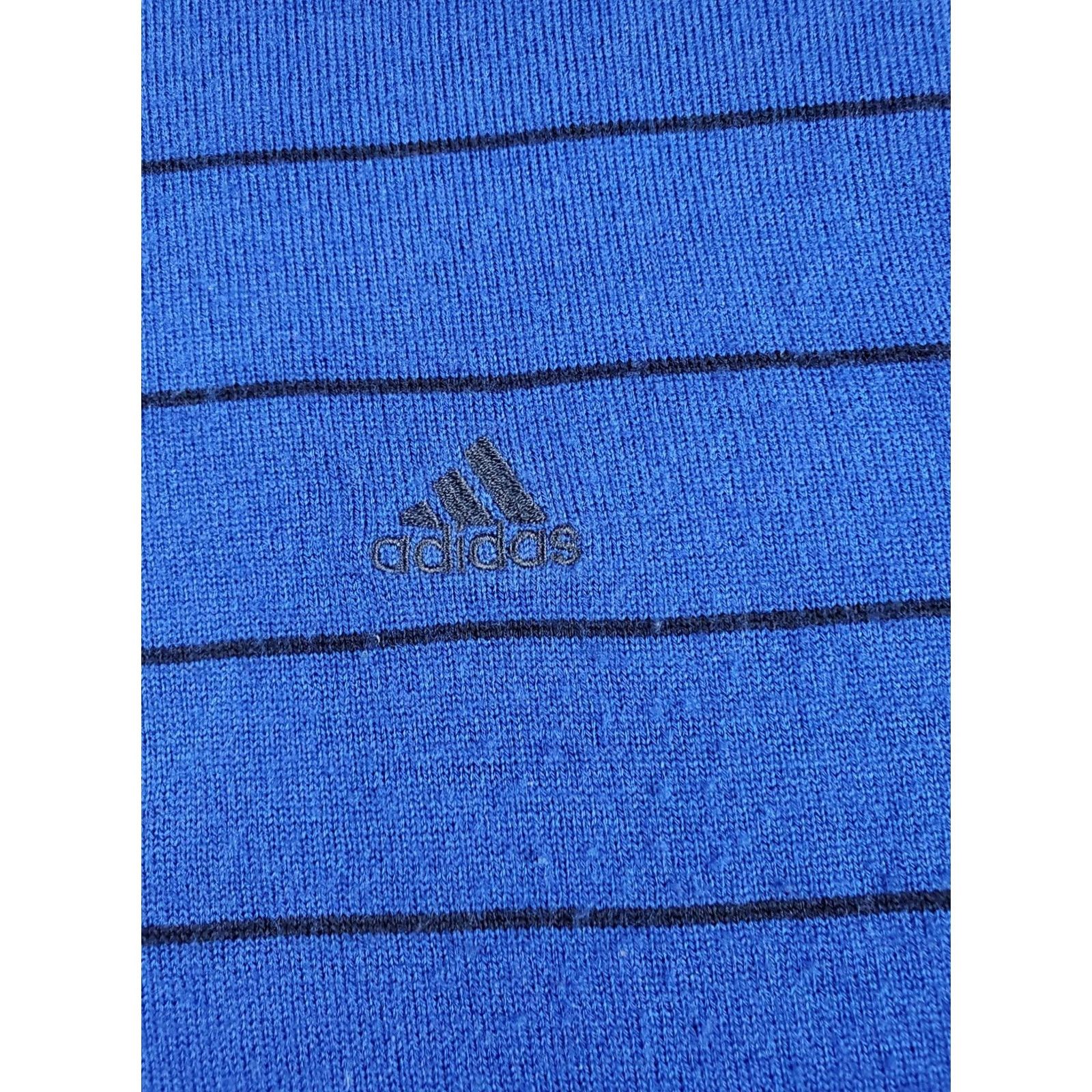 Adidas Adidas Knit Pullover XL Men Blue Striped V-Neck Long Sleeve Sweatshirt Knit Style Casual Pullover Logo Size US XL / EU 56 / 4 - 4 Thumbnail