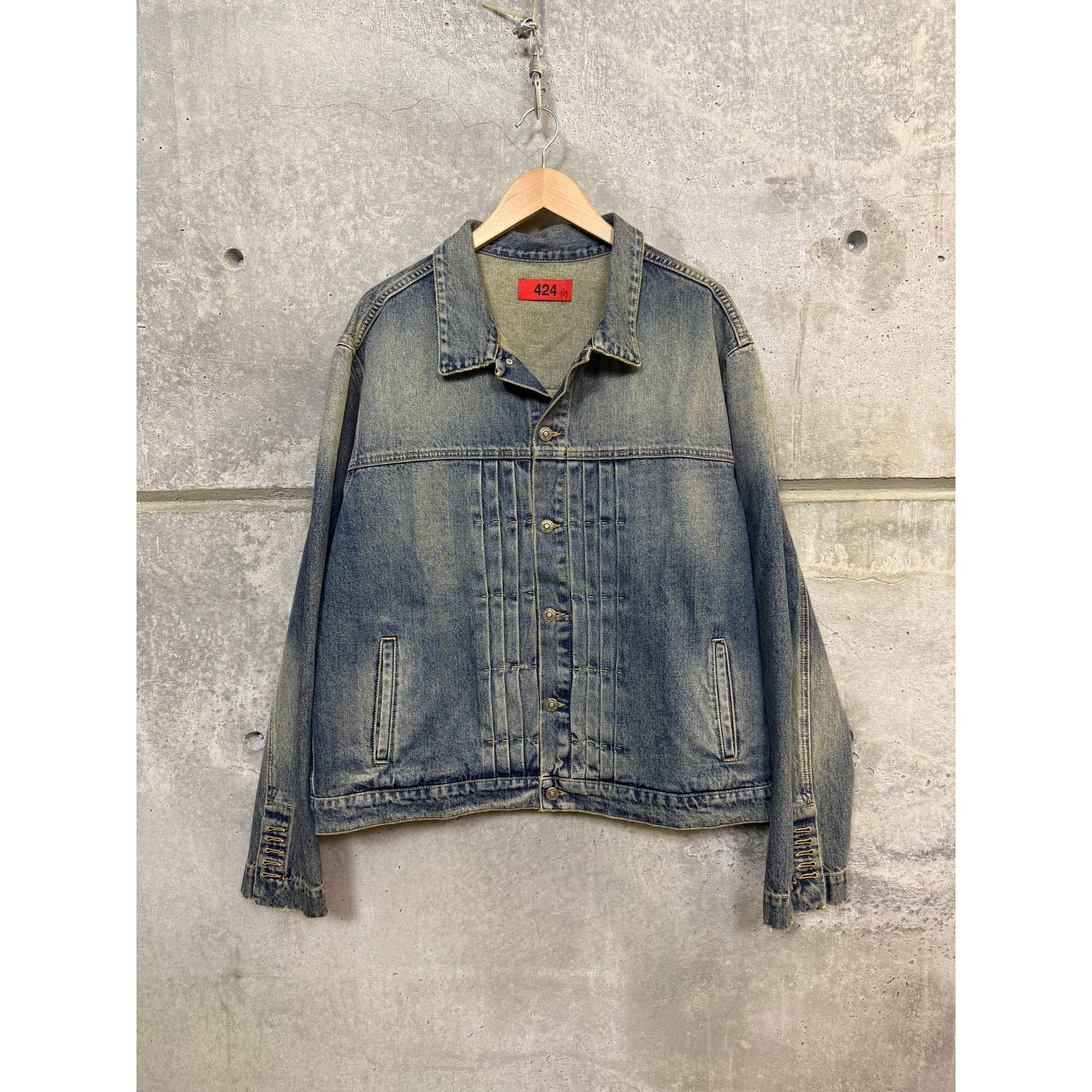 424 424 denim jacket OG Original Blue distressed | Grailed
