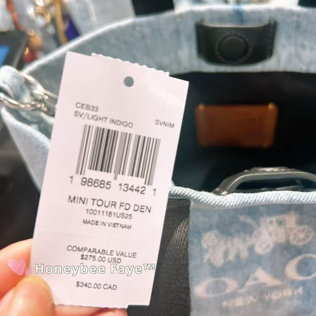 Coach NWT COACH Mini Tour Tote Bag In Loved Denim CEB33 Size ONE SIZE - 6 Thumbnail