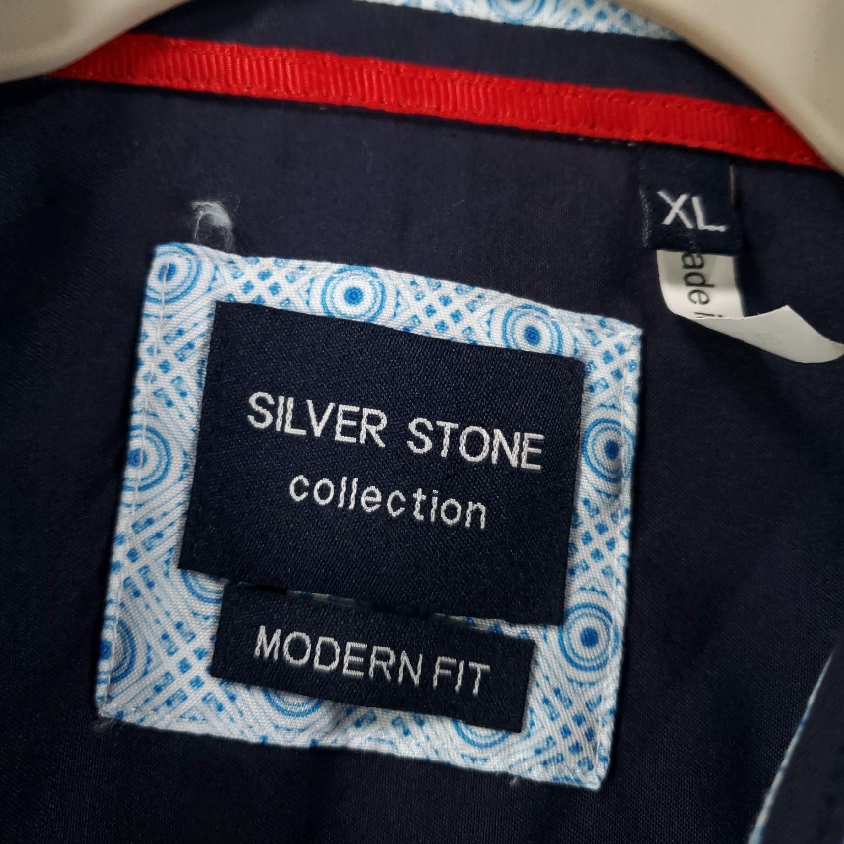 Vintage Silverstone Button-Up Shirt XL Mens Blue White Geometric Pattern Slim Modern Fit Casual Business Size US XL / EU 56 / 4 - 5 Thumbnail