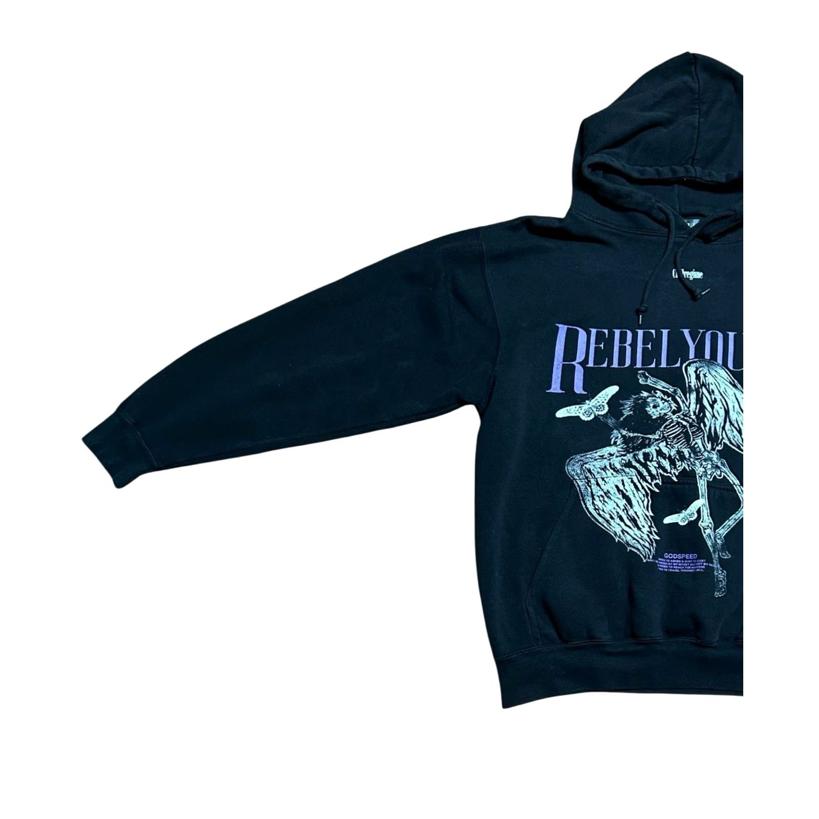 Vintage Civil Regime Hoodie Women M Black Rebel Graphic Spellout Sweater Hooded Pockets All Seasons Logo Size M / US 6-8 / IT 42-44 - 3 Thumbnail
