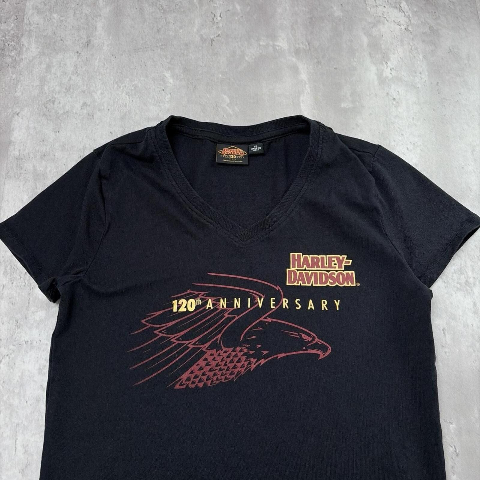 Harley Davidson Y2K Black Harley Davidson 120th Anniversary Biker T-Shirt Size XS / US 0-2 / IT 36-38 - 3 Thumbnail