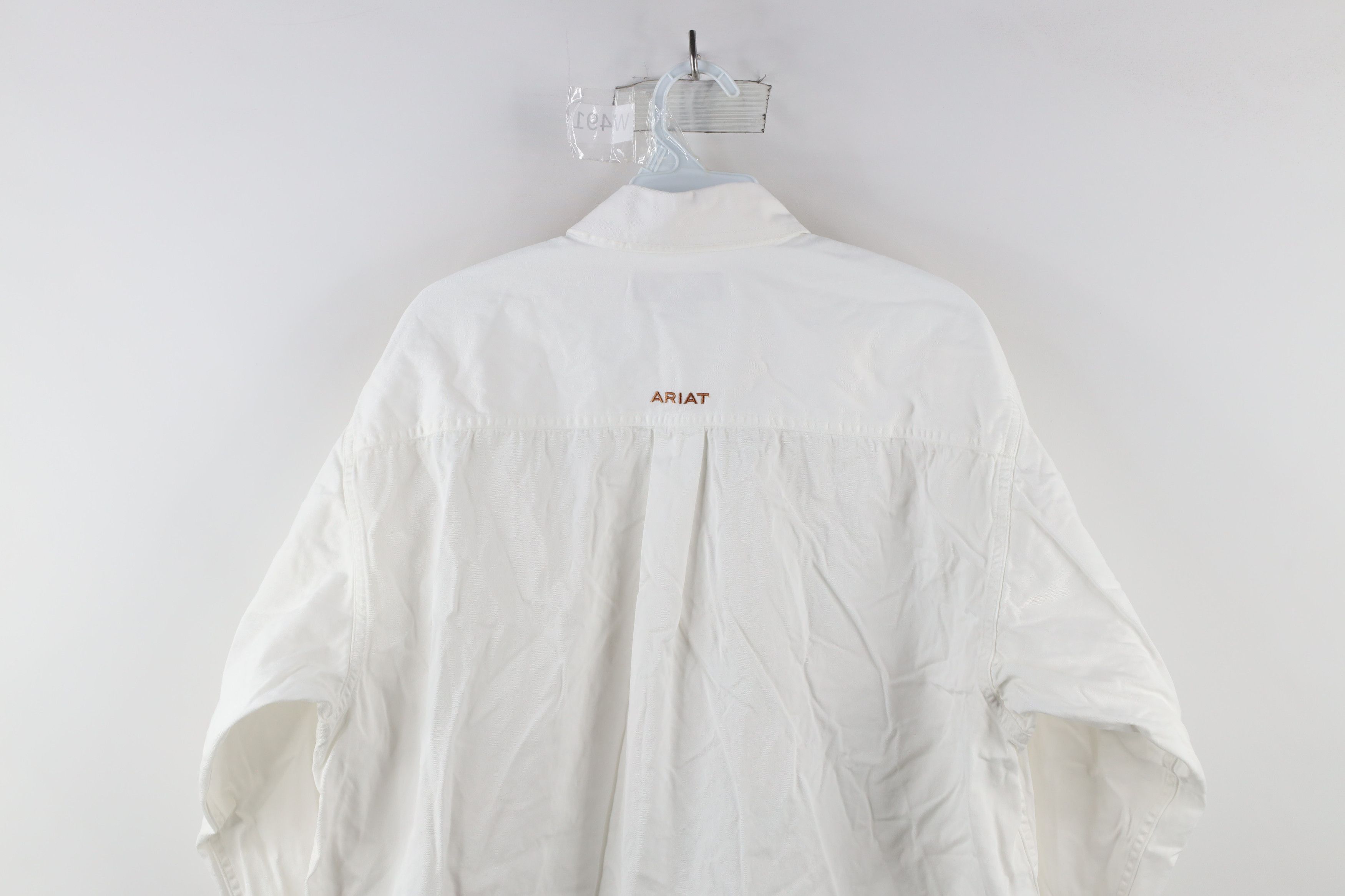 Ariat × Vintage Ariat Heavyweight Twill Collared Button Down Shirt White Size US L / EU 52-54 / 3 - 11 Thumbnail