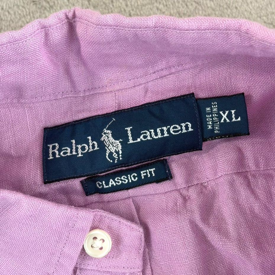 Polo Ralph Lauren VINTAGE Polo Ralph Lauren Classic Fit Shirt Men XL Lavender 100% Linen Short Sleeve Button-Up Collared Pony Embroidered Solid Size US XL / EU 56 / 4 - 2 Thumbnail