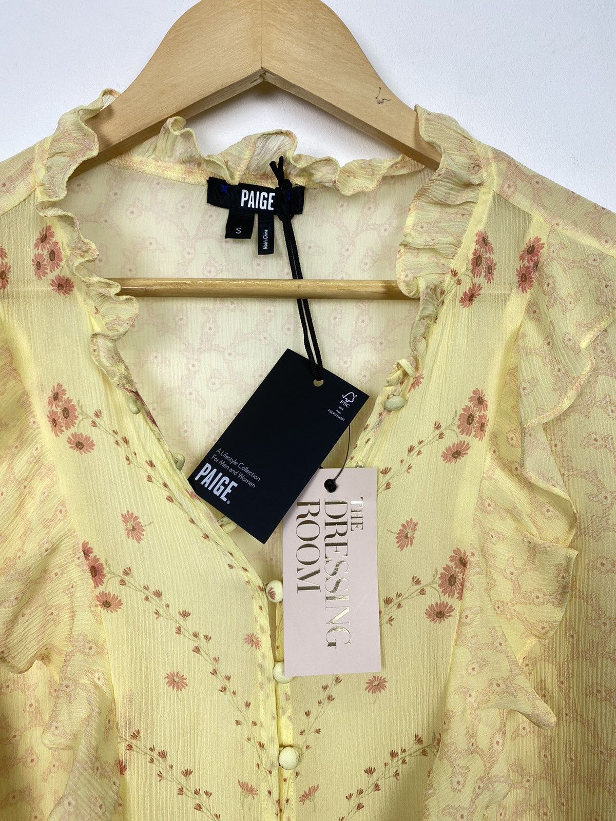 Paige Designer Paige Silk Blouse Shirt Ladies Size S Yellow Luxury Size S / US 4 / IT 40 - 5 Thumbnail
