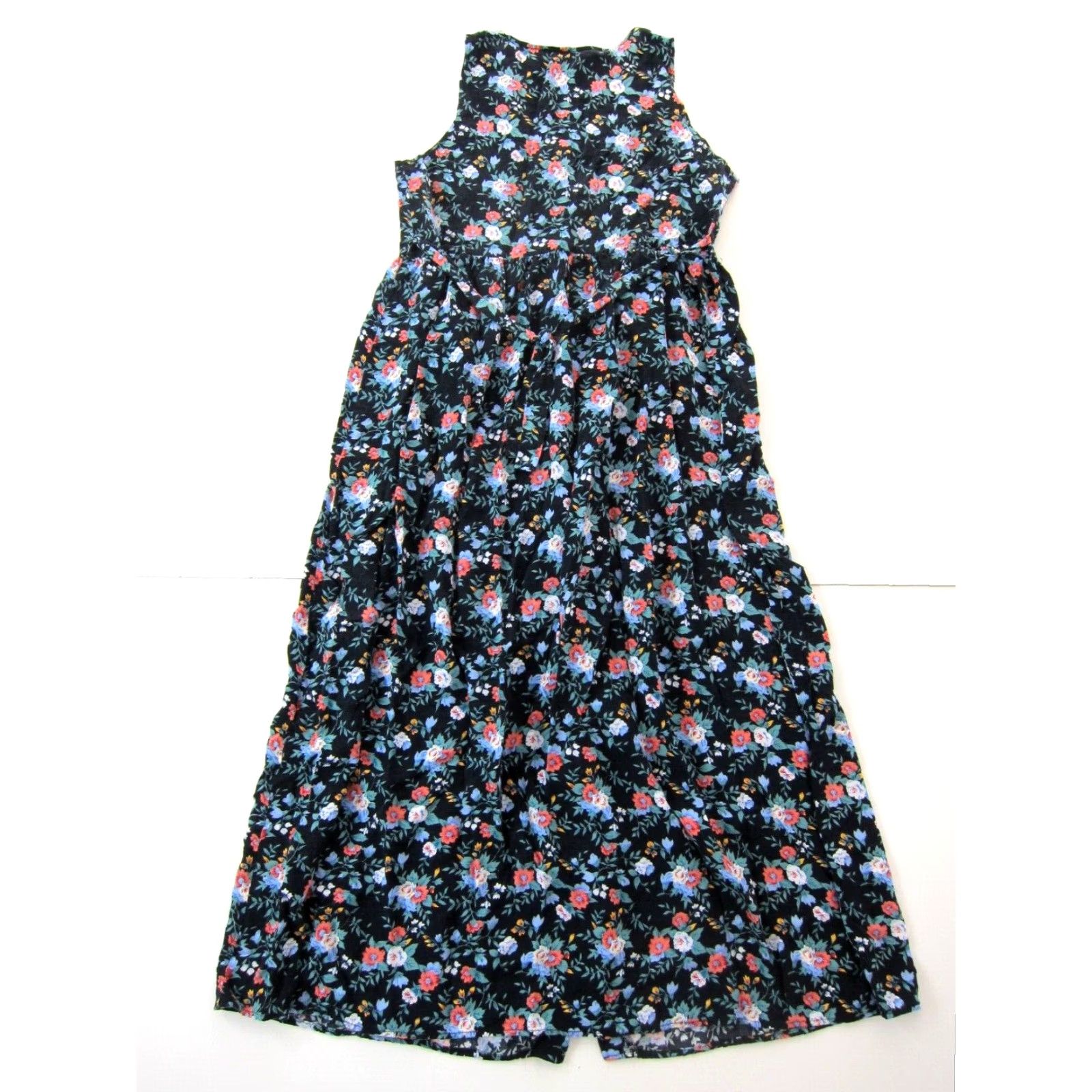 Pinko Sostanza Rayon Stretch Black Pink Green Floral Button Down Maxi Tank Sun Dress S Size S / US 4 / IT 40 - 2 Thumbnail