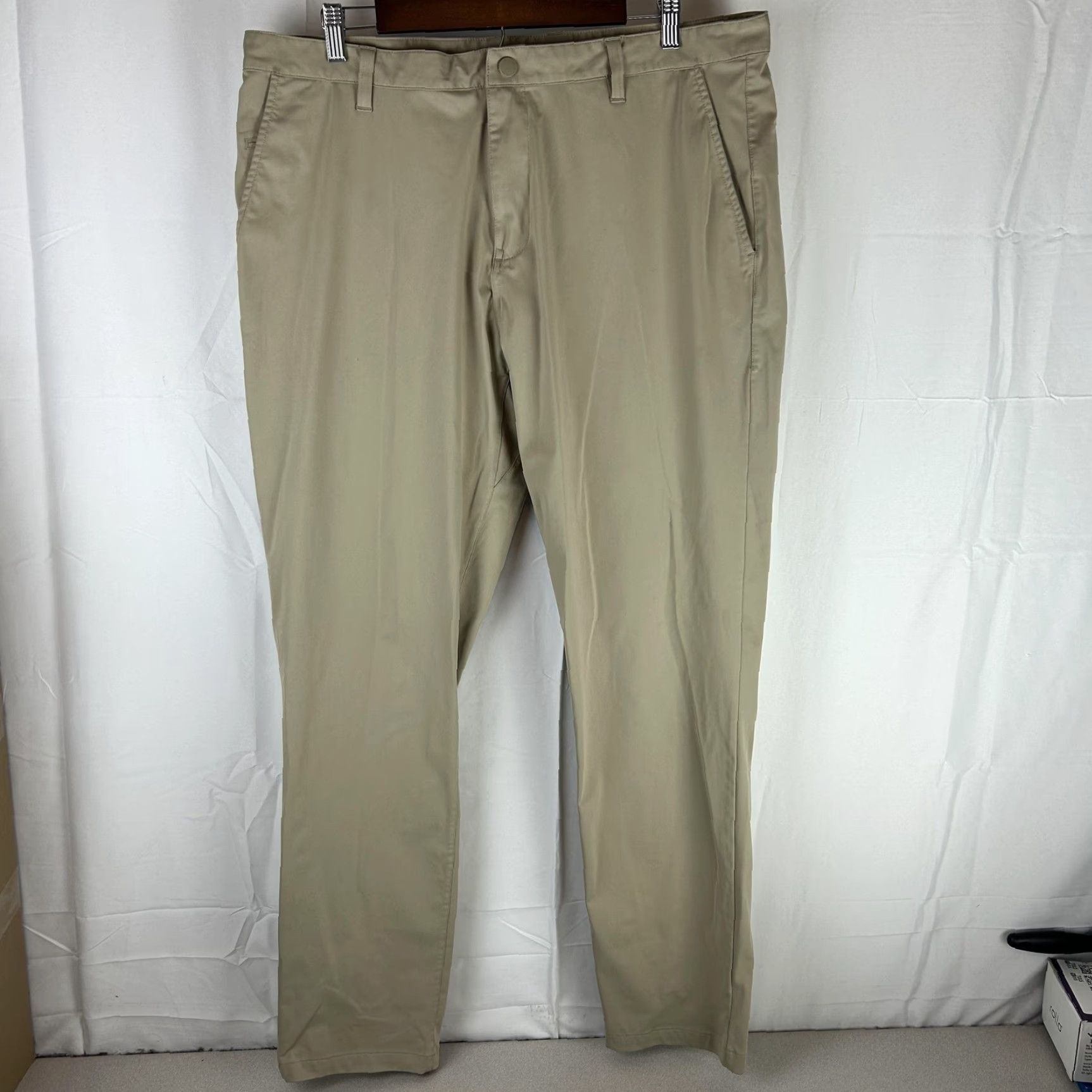Rhone Rhone Commuter Pants Mens 38x33 Beige Performance Chino Slant Pockets Flat Front Zip Fly 100% Polyester Tapered Inseam 33 Regular Size US 38 / EU 54 - 2 Thumbnail