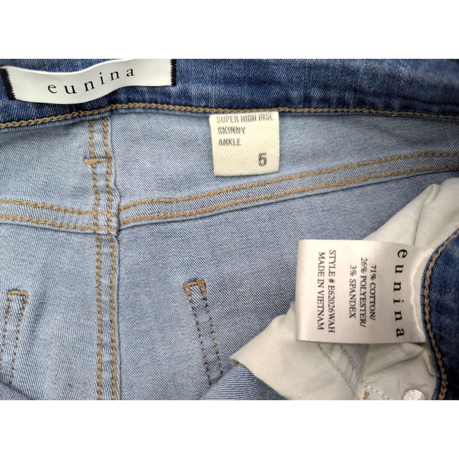 Vintage Eunina Jeans Distressed High Rise Skinny 5 27x27.5 Blue Women Jeans Size 27" / US 4 / IT 40 - 7 Thumbnail
