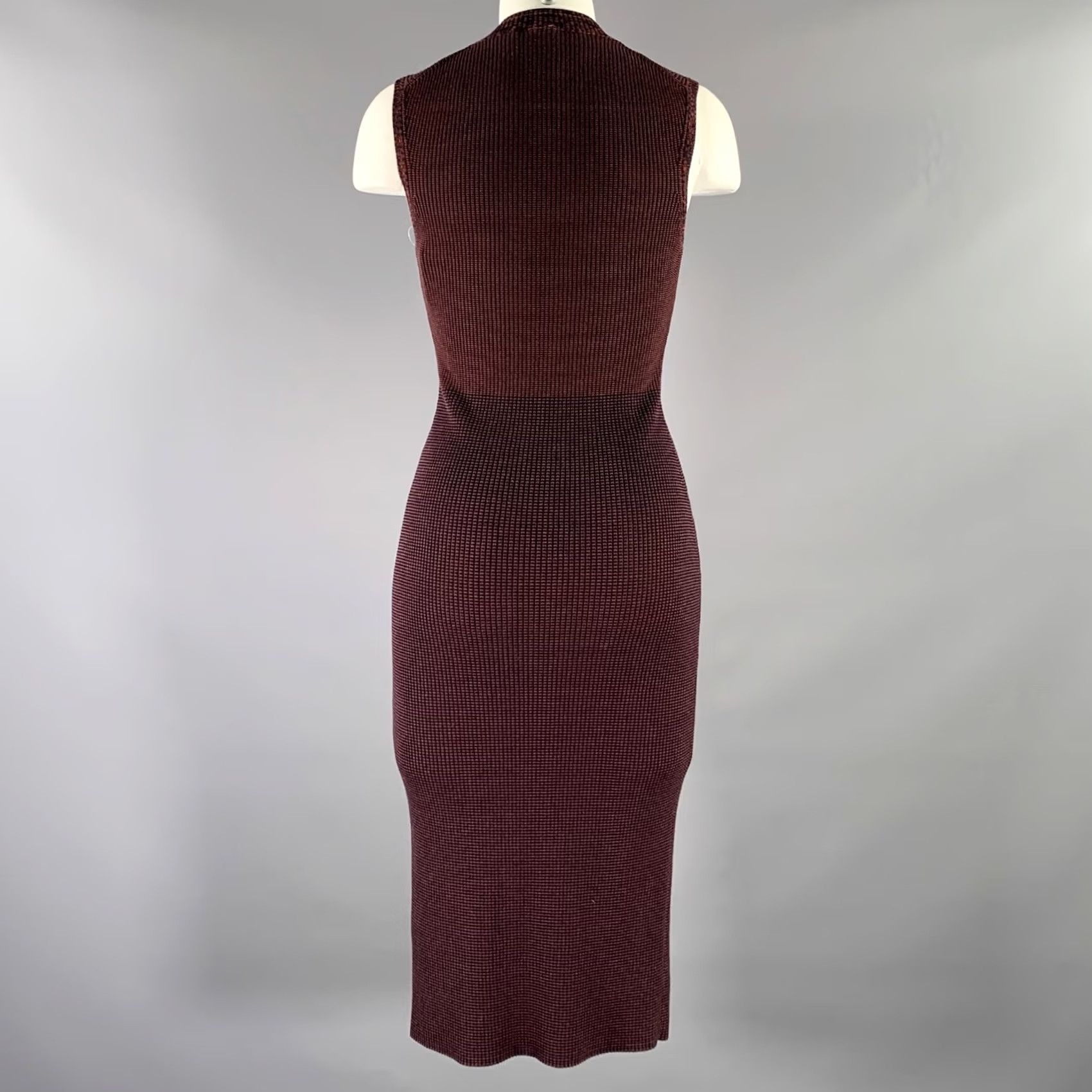 Victoria Beckham VICTORIA BECKHAM Dress Size S Burgundy Navy Viscose Linen BodyCon Mid-Calf Womens Size S / US 4 / IT 40 - 4 Thumbnail