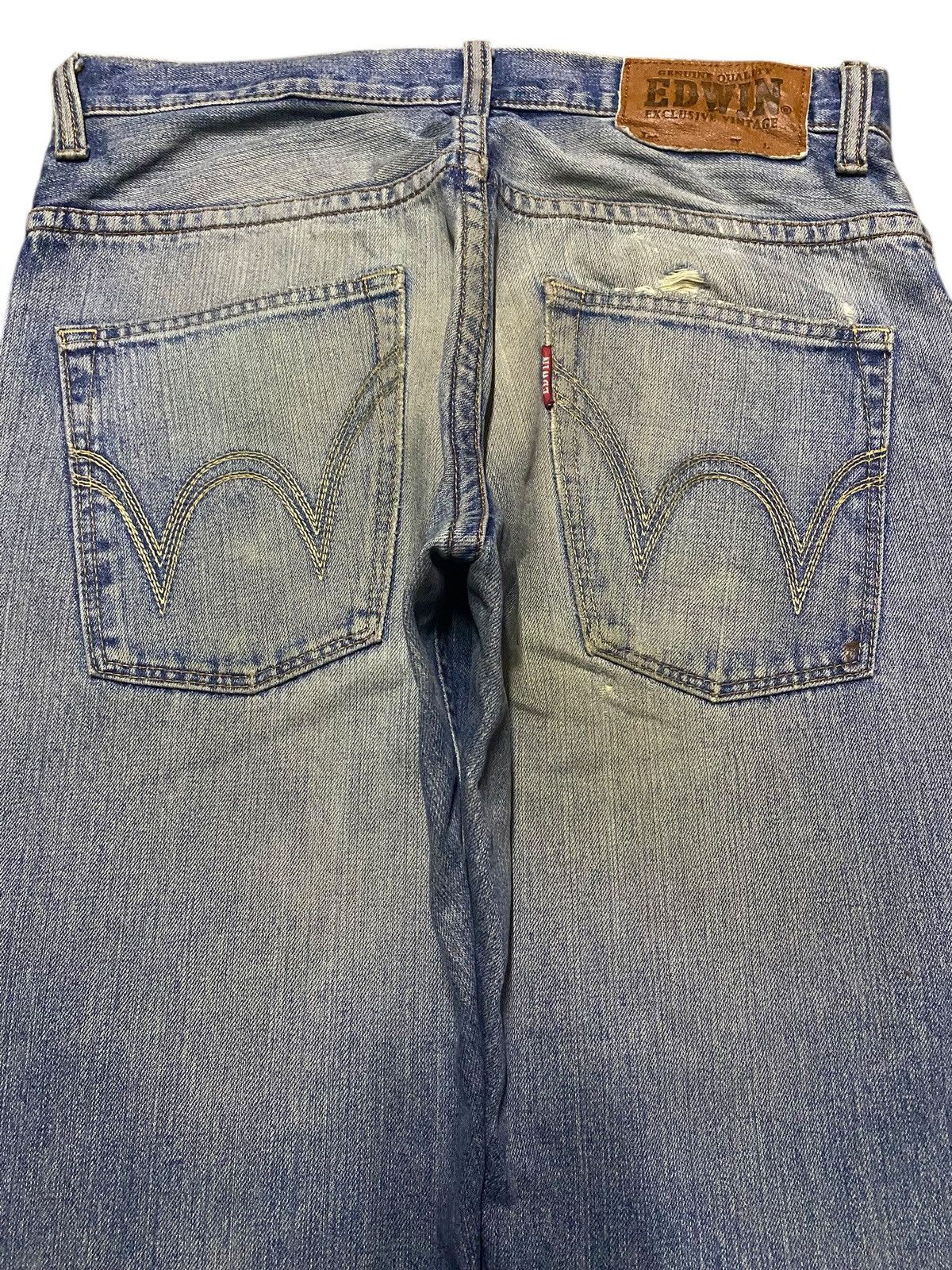 Junya Watanabe Japanese Brand Edwin XV 404 Mud Wash Distressed Baggy Jeans Size US 34 / EU 50 - 4 Thumbnail