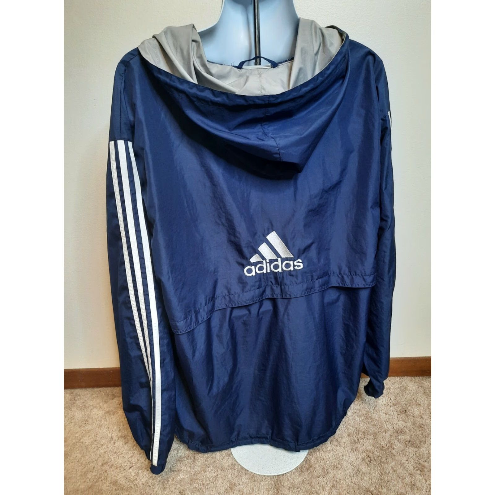 Adidas VINTAGE adidas Full Zip Windbreaker Jacket XL Hooded 3 Stripes Trefoil Blue Mens Size US XL / EU 56 / 4 - 6 Thumbnail