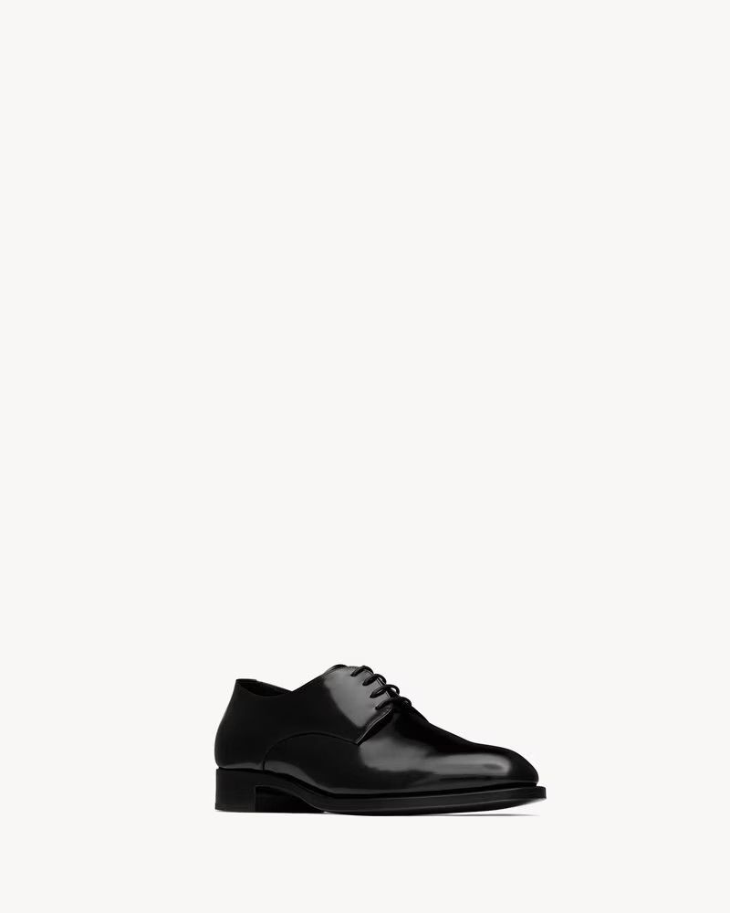 Saint Laurent Paris o1b1hav110325 Adrien Derbies Metallic Leather Shoes Size US 9 / EU 42 - 4 Thumbnail