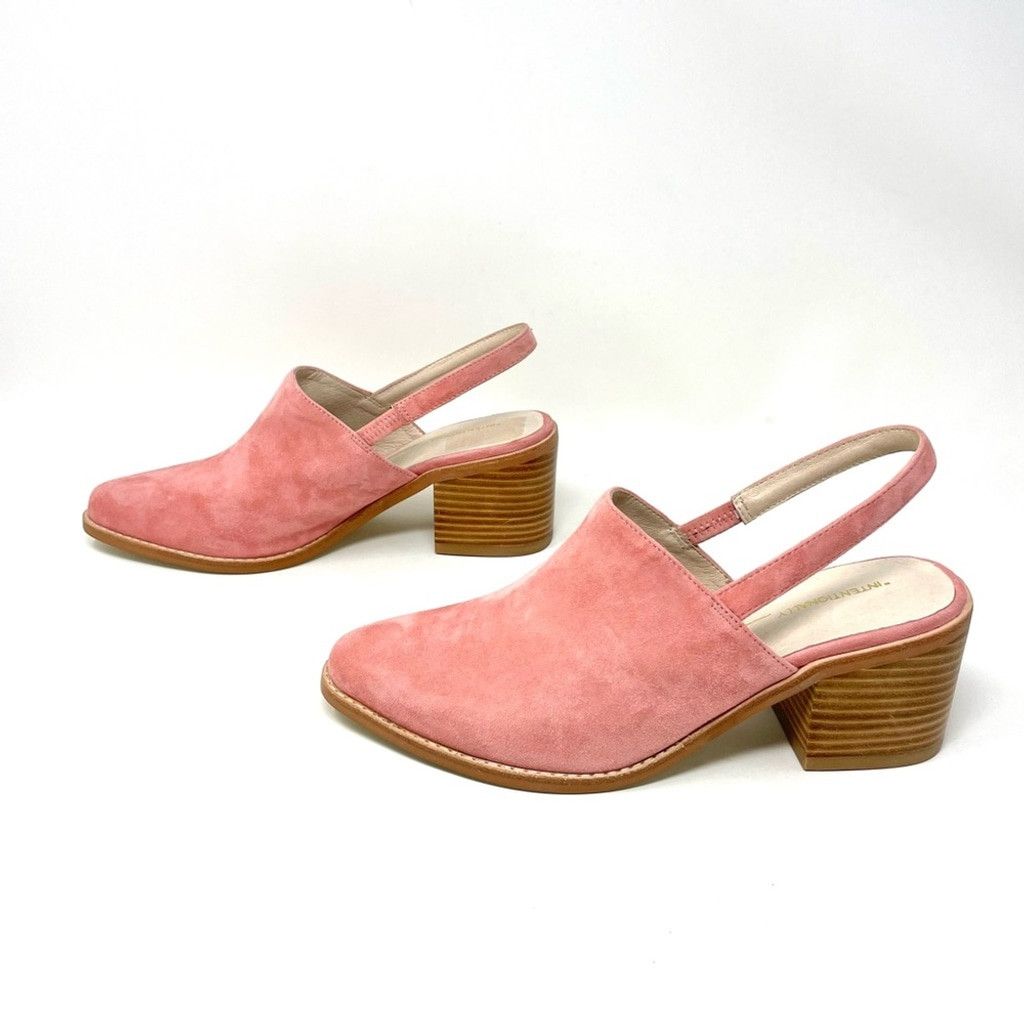 INTENTIONALLY BLANK NEW Intentionally Blank Erica Pink Suede Heeled Mules Size 9 Size US 9 / IT 39 - 4 Thumbnail