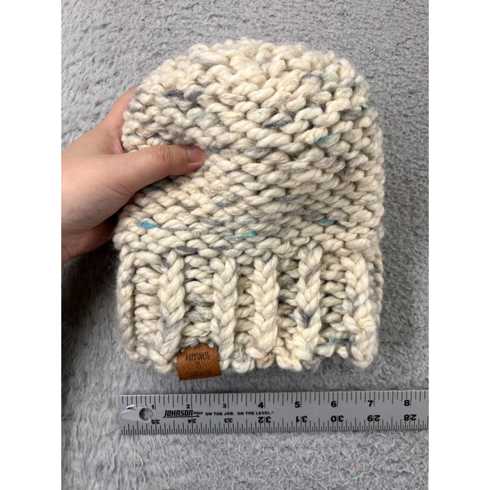 Vintage Stone Fox Beanie Womens One Size Ivory Crochet Knit Pom Acrylic Blend Hat Beanie Womens Stone Fox Size ONE SIZE - 6 Thumbnail