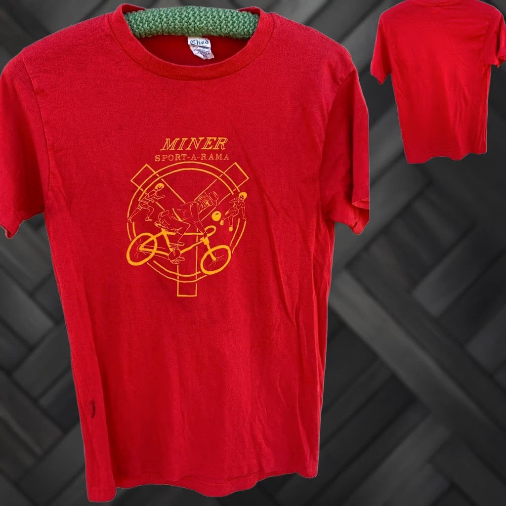 Vintage VINTAGE Ched MINER SPORT-A-RAMA T-Shirt Red 1970s 70s Single Stitch L Mens Graphic Tee USA Sportswear/Beach Size US L / EU 52-54 / 3 - 1 Thumbnail