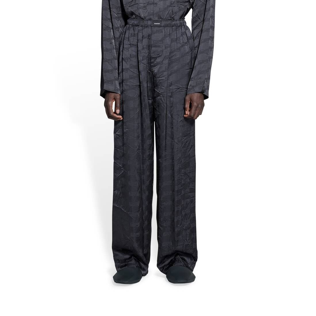 Balenciaga o1bcso1str1025 BB Monogram Jacquard Pyjama Pants in Black Size US 32 / EU 48 - 5 Thumbnail