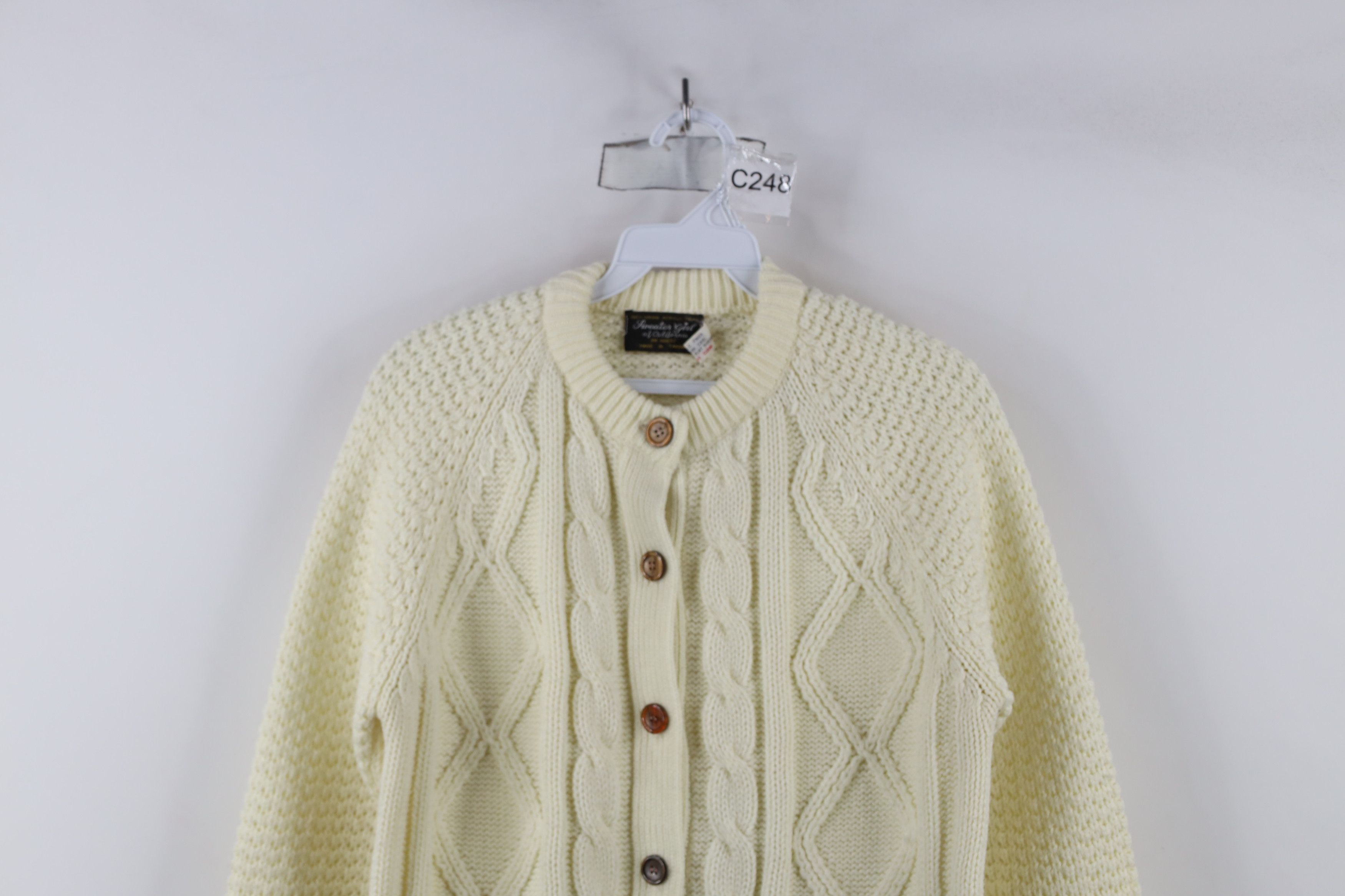 Vintage Vintage 60s 70s Streetwear Fisherman Knit Cardigan Sweater Size M / US 6-8 / IT 42-44 - 2 Thumbnail