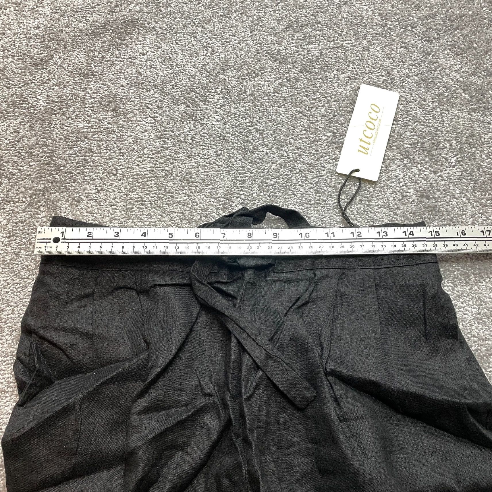 Vintage VINTAGE Utoco Paperbag Ankle Pants Womens Large Black Straight Stretch Belted New 30x25 Size 36" / US 14 / IT 50 - 5 Thumbnail