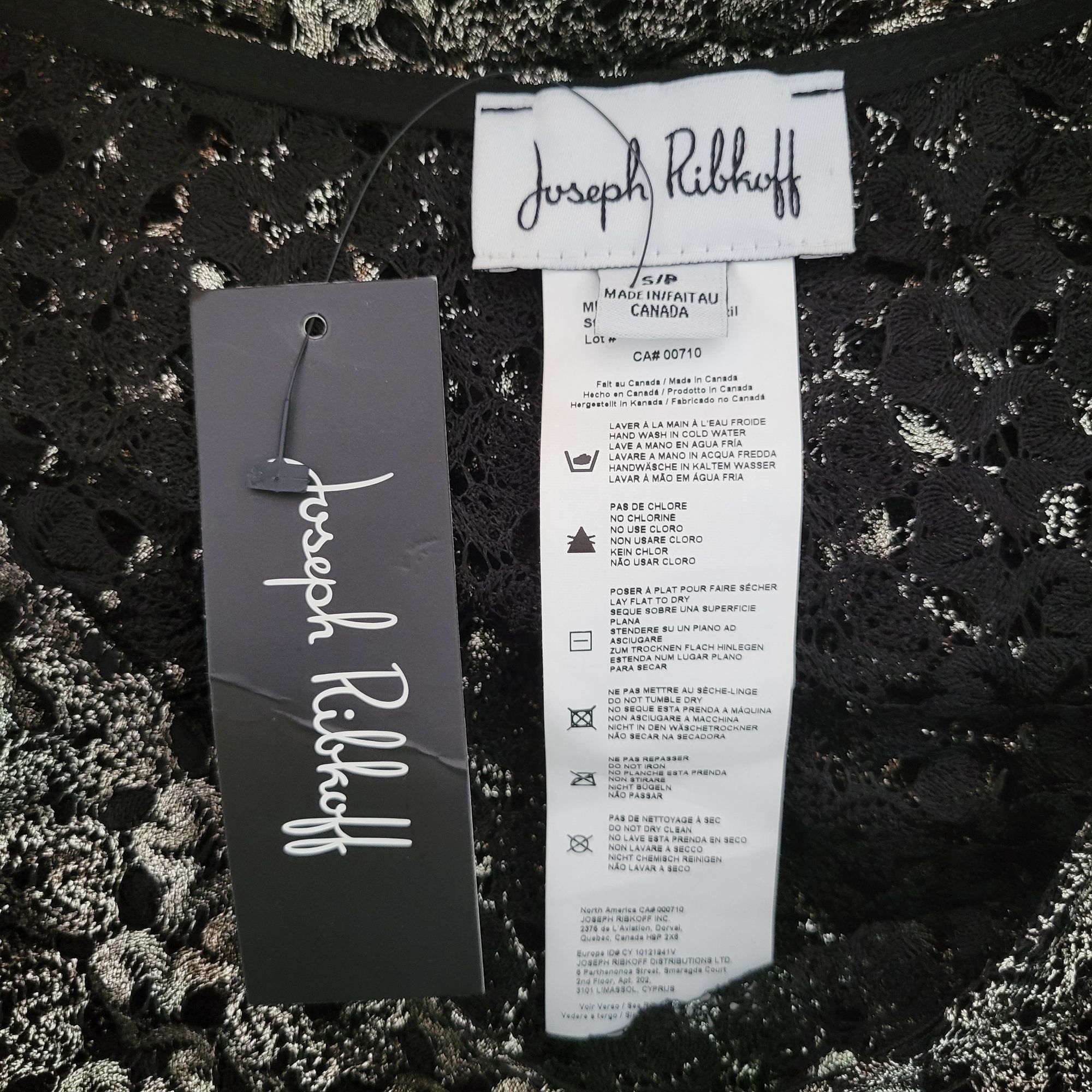 Joseph Ribkoff NWT Joseph Ribkoff S Black Gold Lace Sheer Tunic Top Asymmet Size S / US 4 / IT 40 - 6 Thumbnail