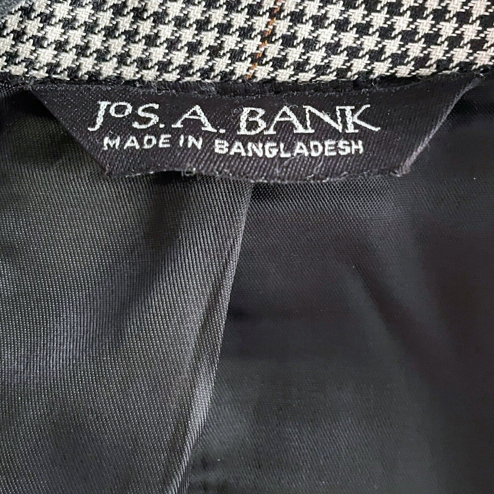 Jos. A. Bank Jos A Bank Black Houndstooth Silk/Wool Sport Coat Mens 40R Size 40R - 2 Thumbnail