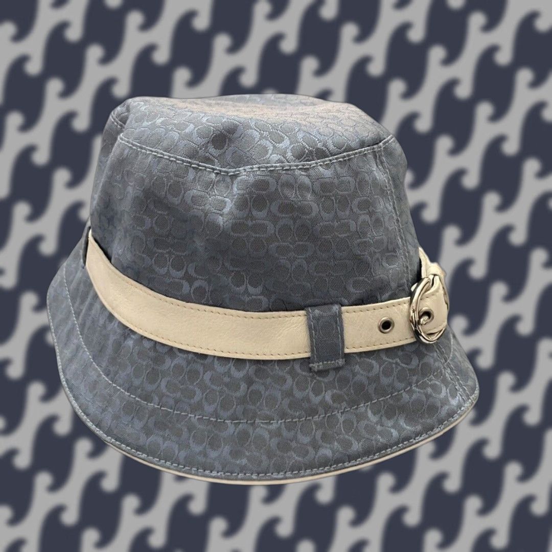 Vintage 90s Coach Bucket Hat All Over Print Logo Buckle Blue  display picture 1