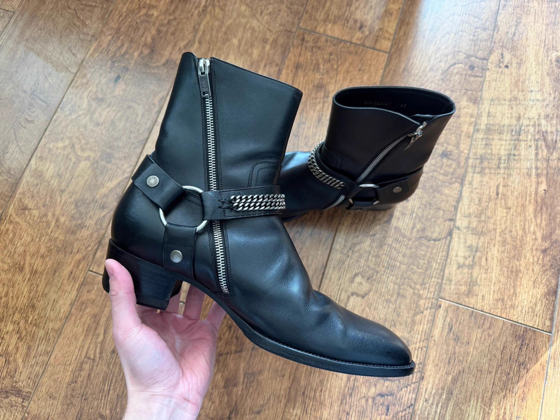 Saint Laurent Paris SLP 13fw chain link boots 41-43 9/10 vintage Size US 8.5 / EU 41-42 - 3 Thumbnail