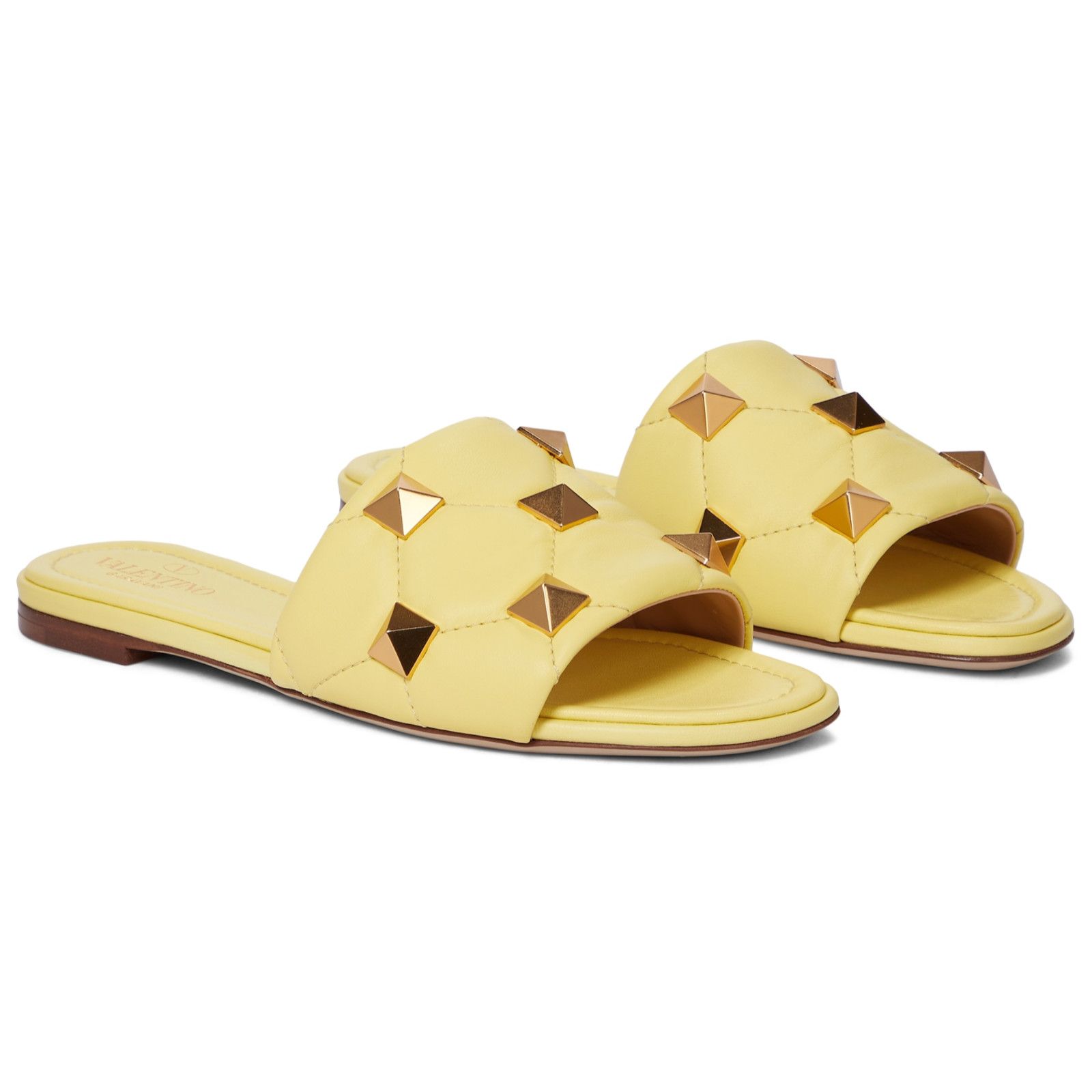 Valentino Valentino Rockstud Roman Stud Lime Yellow Leather Quilted Size US 6 / IT 36 - 1 Thumbnail