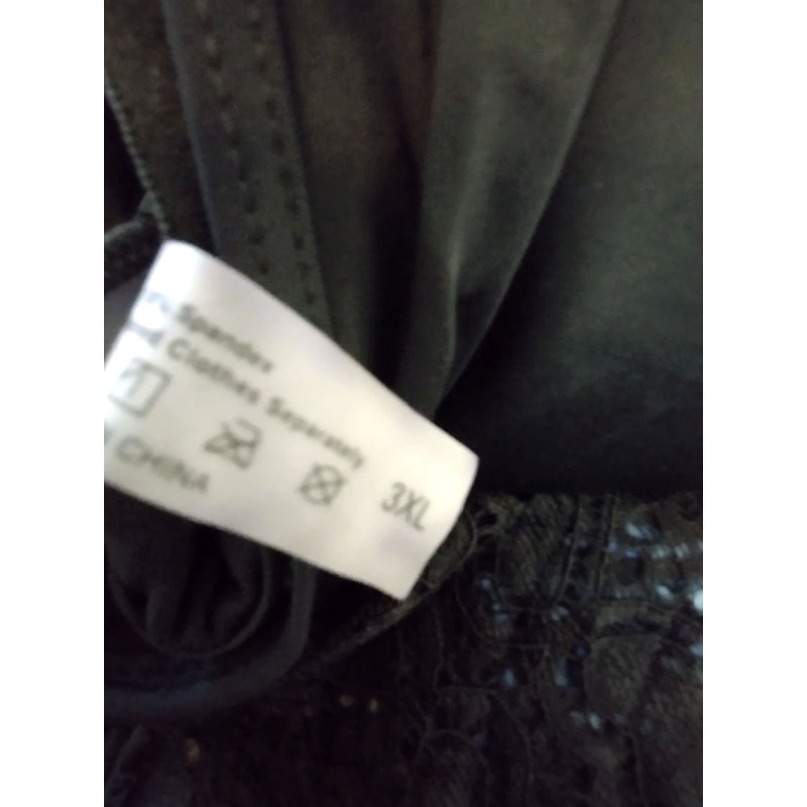 Vintage Black Blouse Cropped 3XL Lace Short Sleeve Women's Top Size XXL / US 16-18 / IT 52-54 - 6 Thumbnail